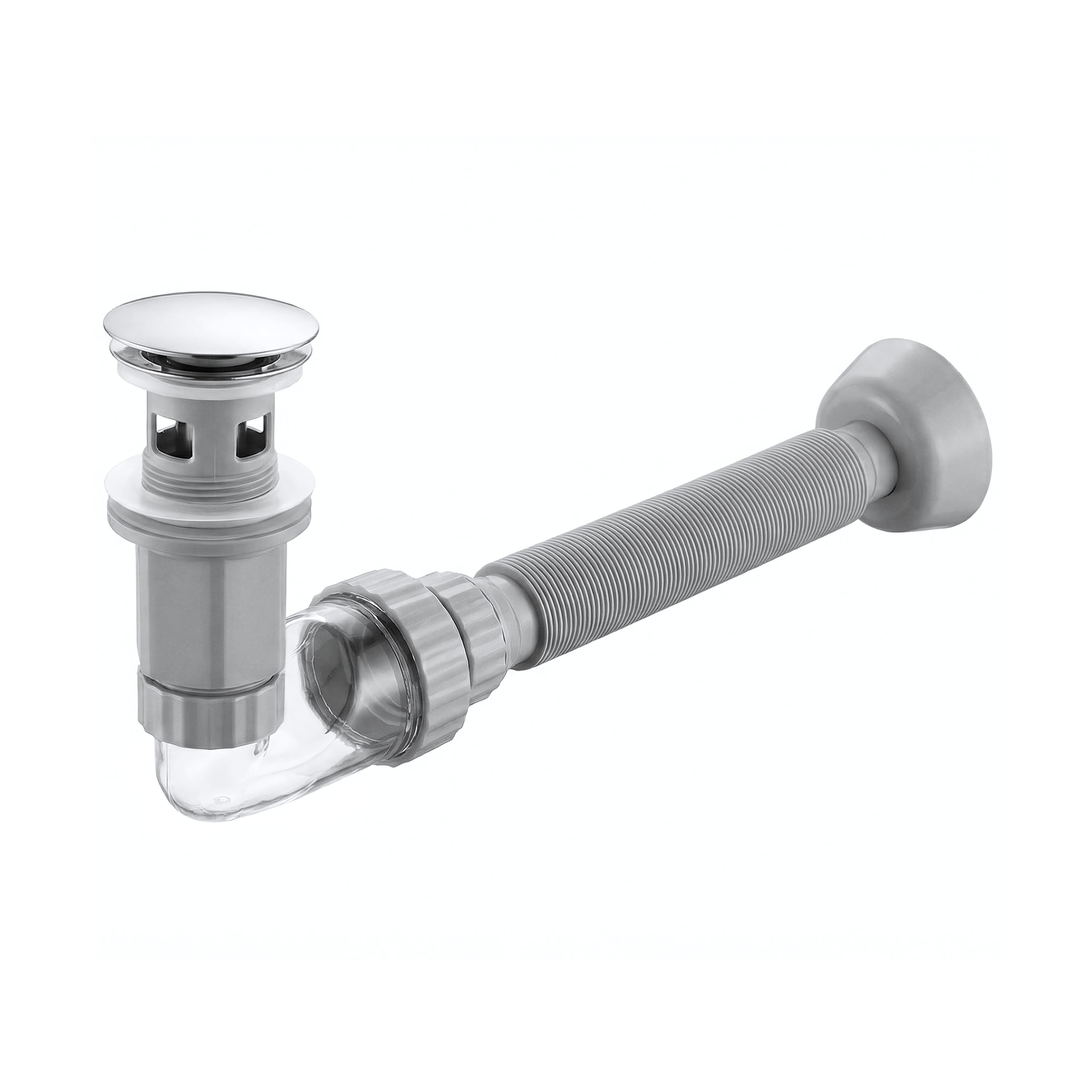 Washbasin siphon with click-clack drain REA Flow Chrome