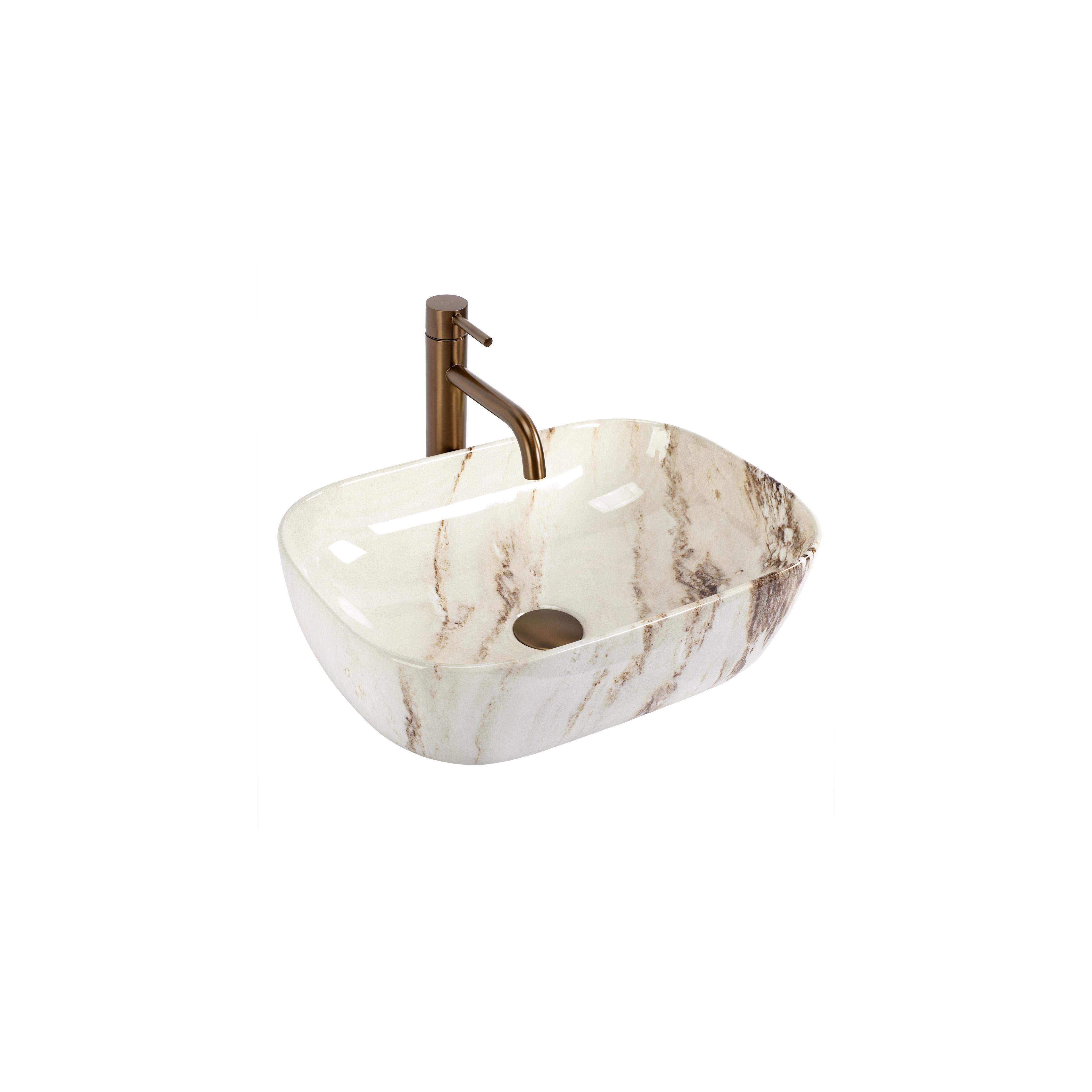 Countertop washbasin Rea Belinda Marrone Shiny