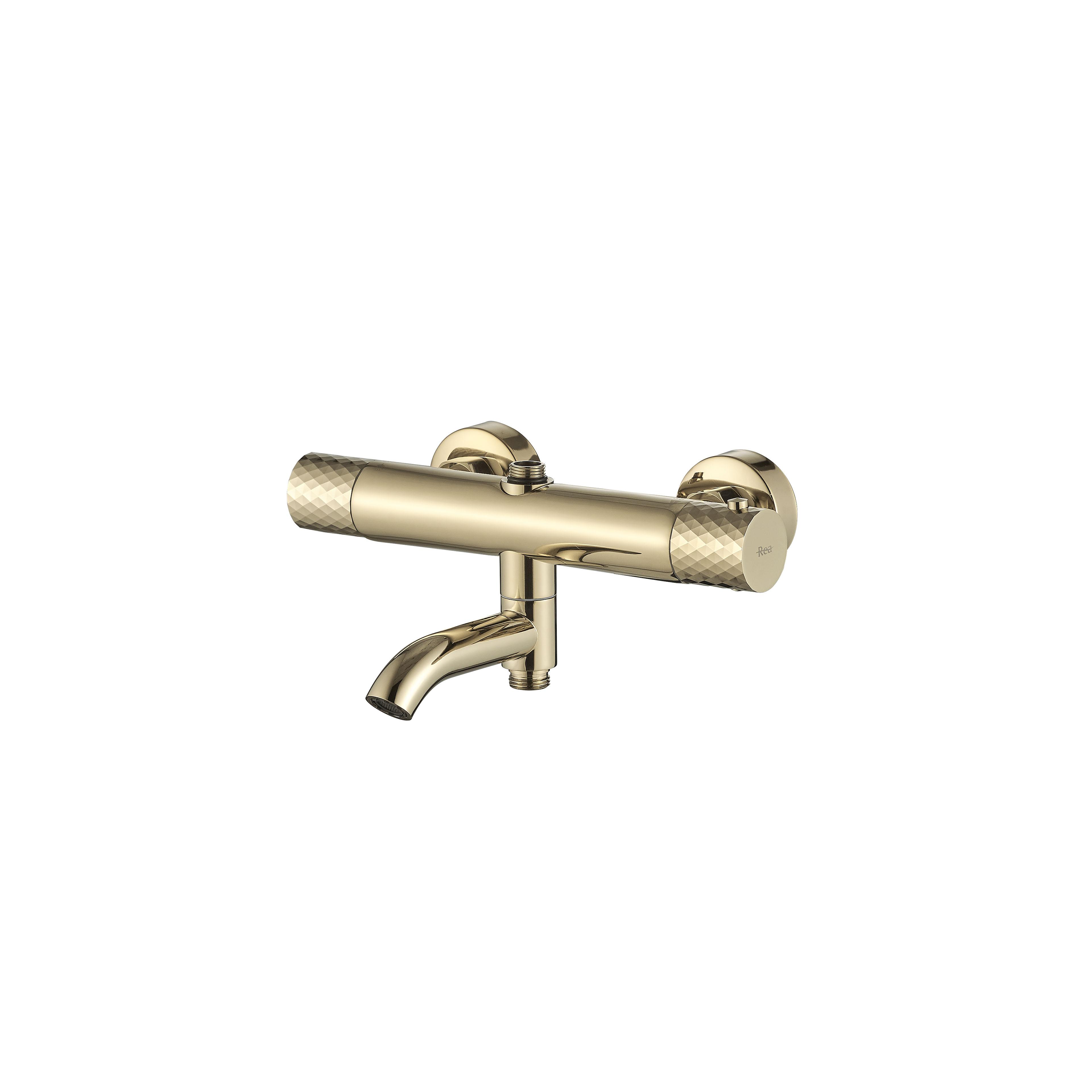 Thermostatic shower system Rea Lungo Diamond Gold