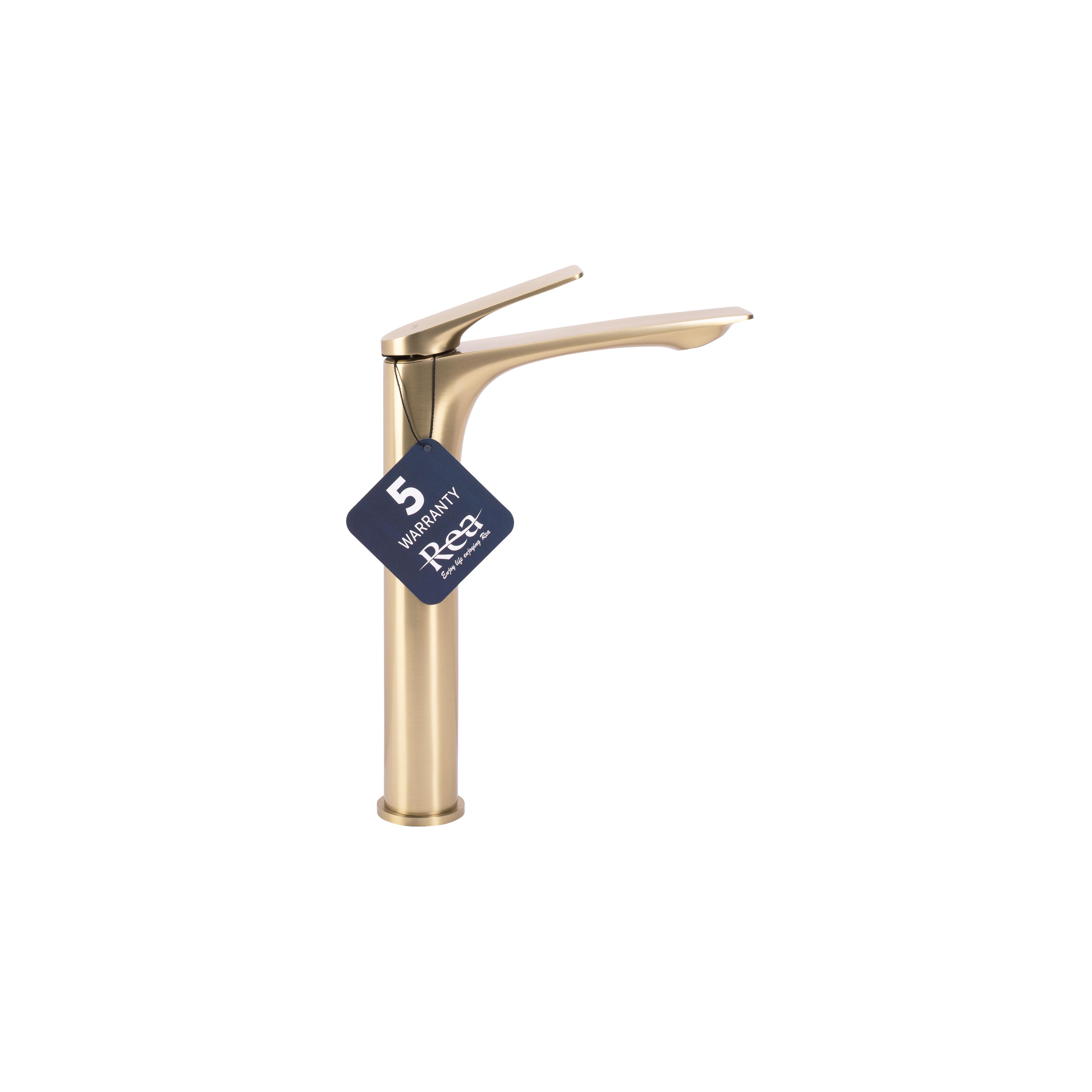 Robinet de salle de bain Rea AVALON brush gold High