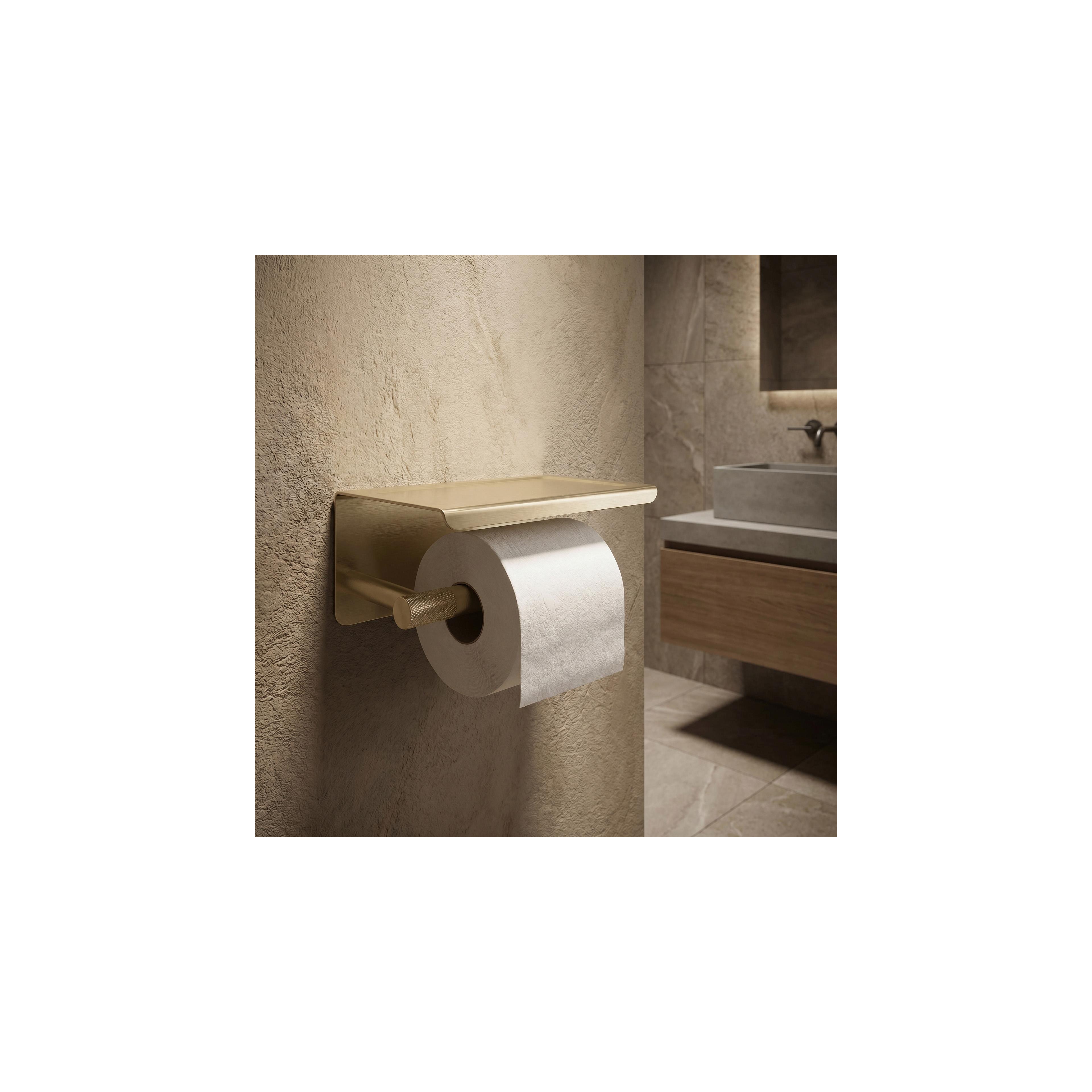 Toilet paper holder with shelf 6613 Modern Gold Brush