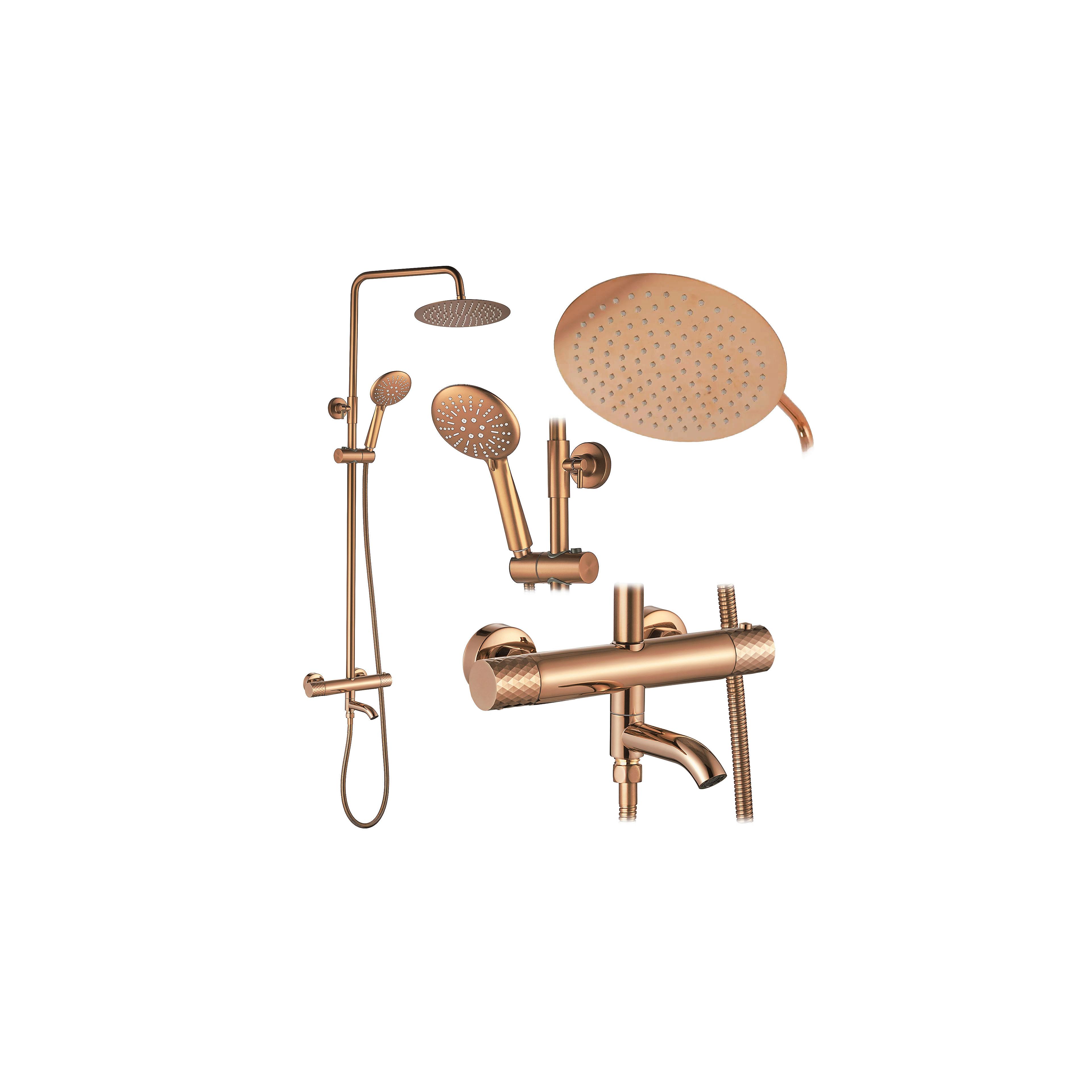Thermostatic shower system Rea Lungo Diamond Copper