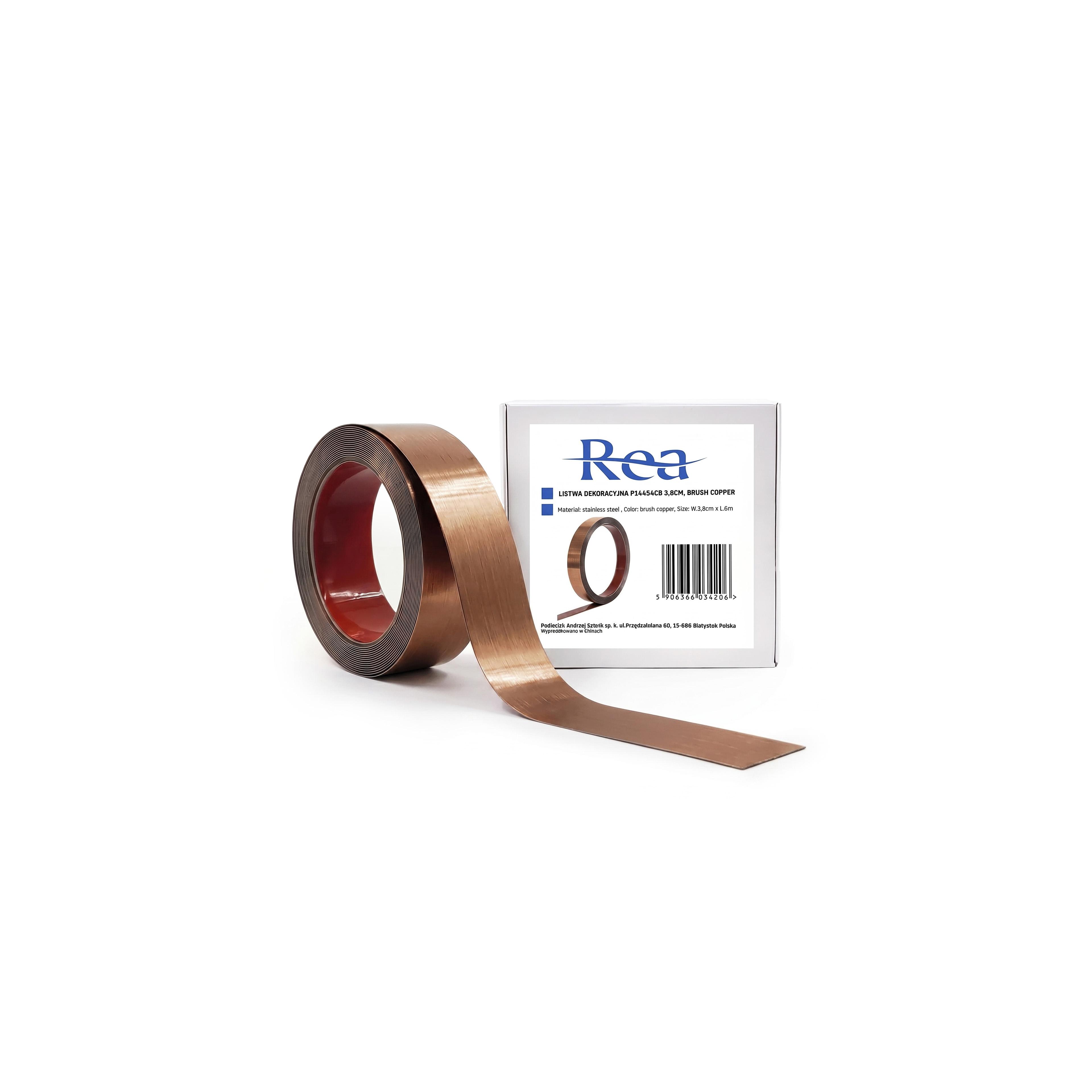 Självhäftande dekorlist Rea P14454CB 3,8cm Brush Copper