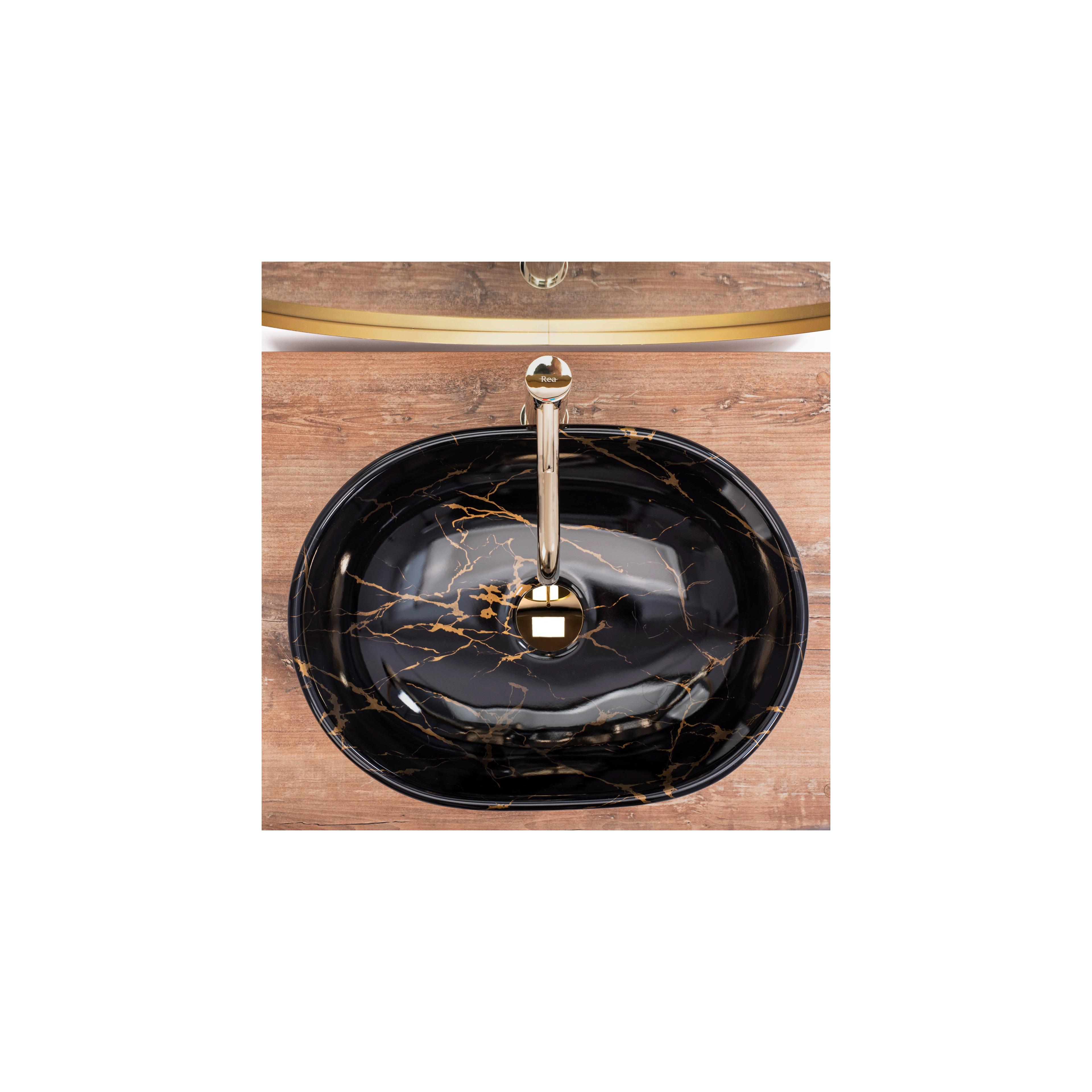 Vasque à poser Rea Amelia Black Marble shiny