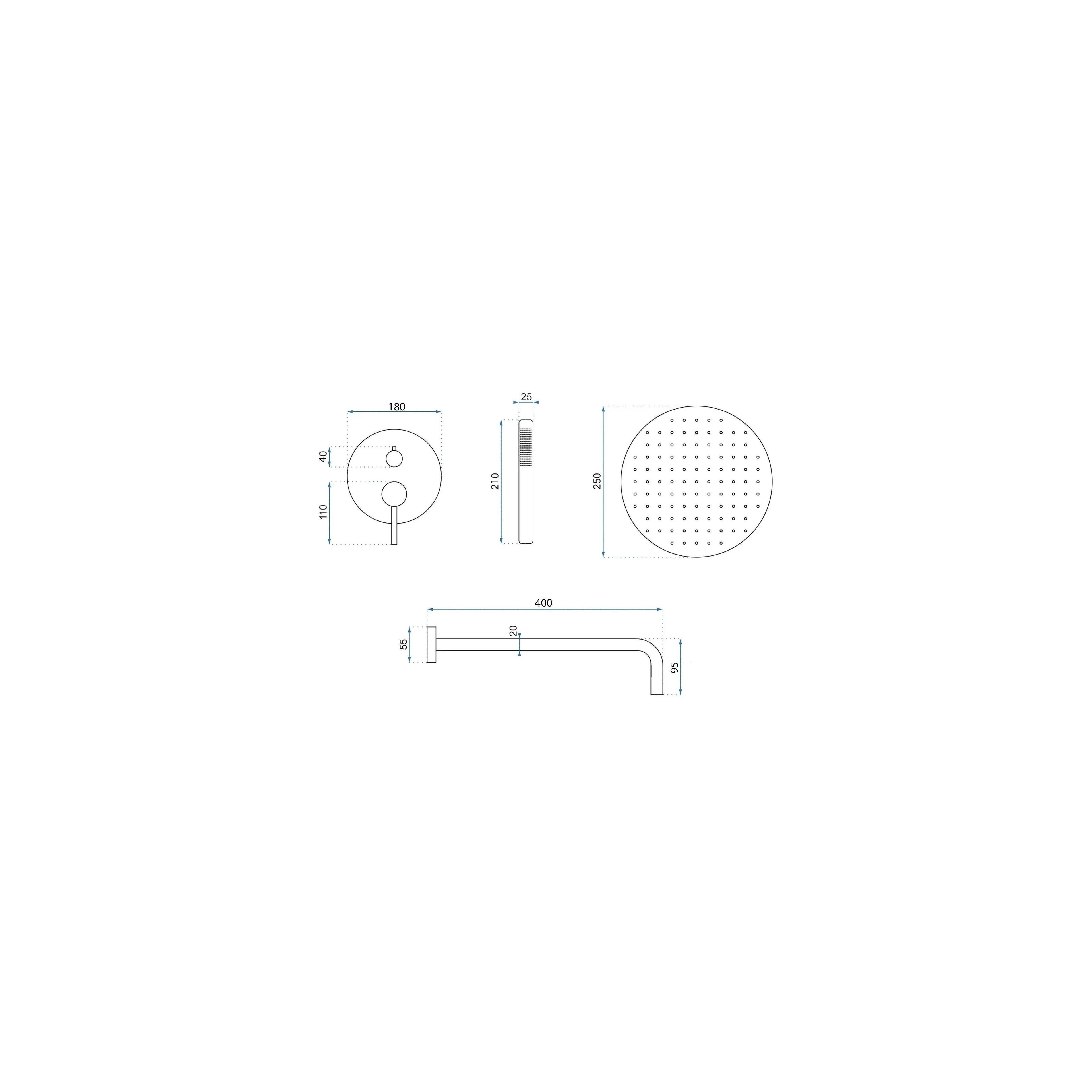 Shower system Rea Foss Clif Brush Copper + BOX