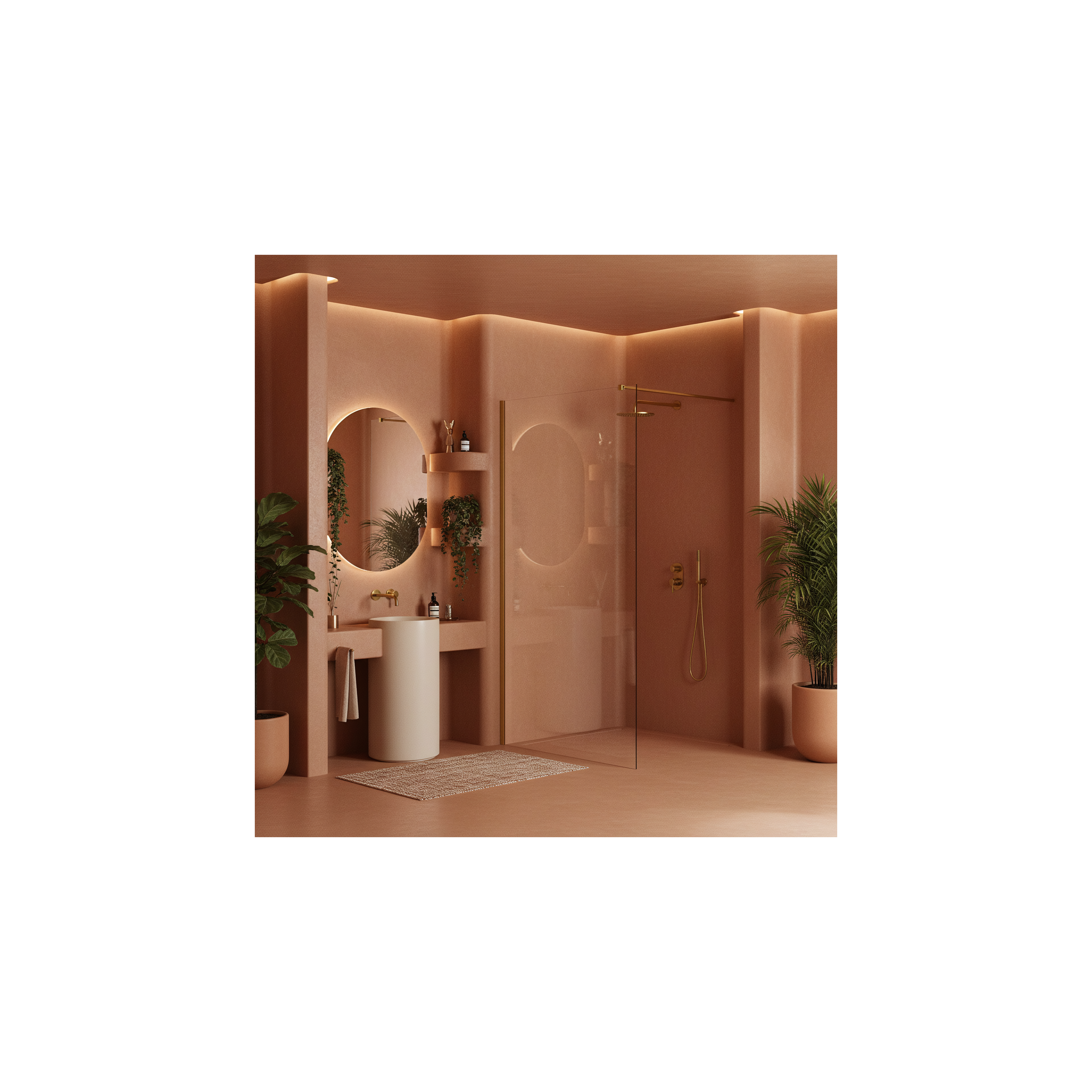 Pared de la ducha Rea Flexi Transparent / Brush Gold 110