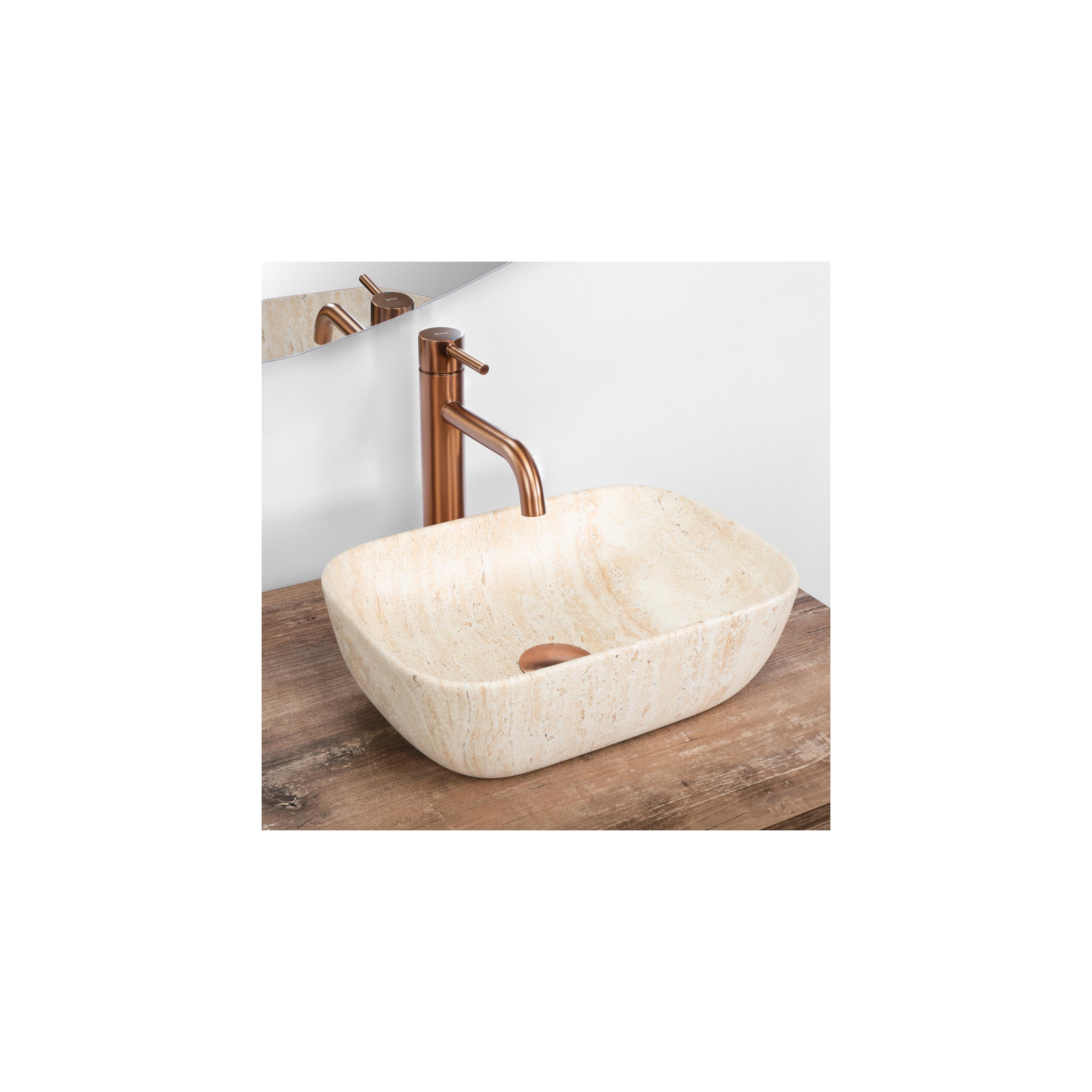 Lavabo sobre encimera Rea BELINDA MINI TRAVERTINE MATT