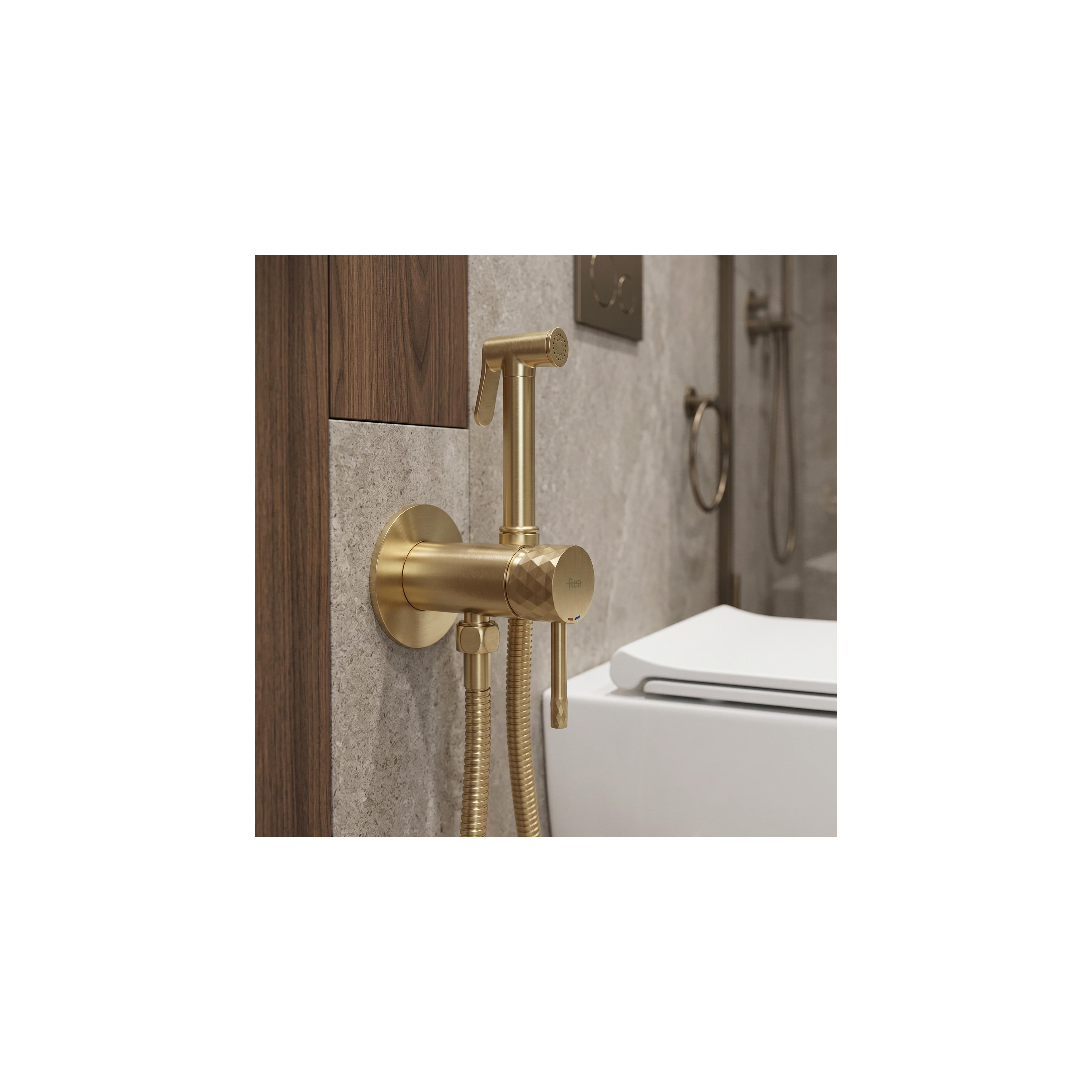 Bidet faucet Rea Lungo Loop Diamond Brush Gold