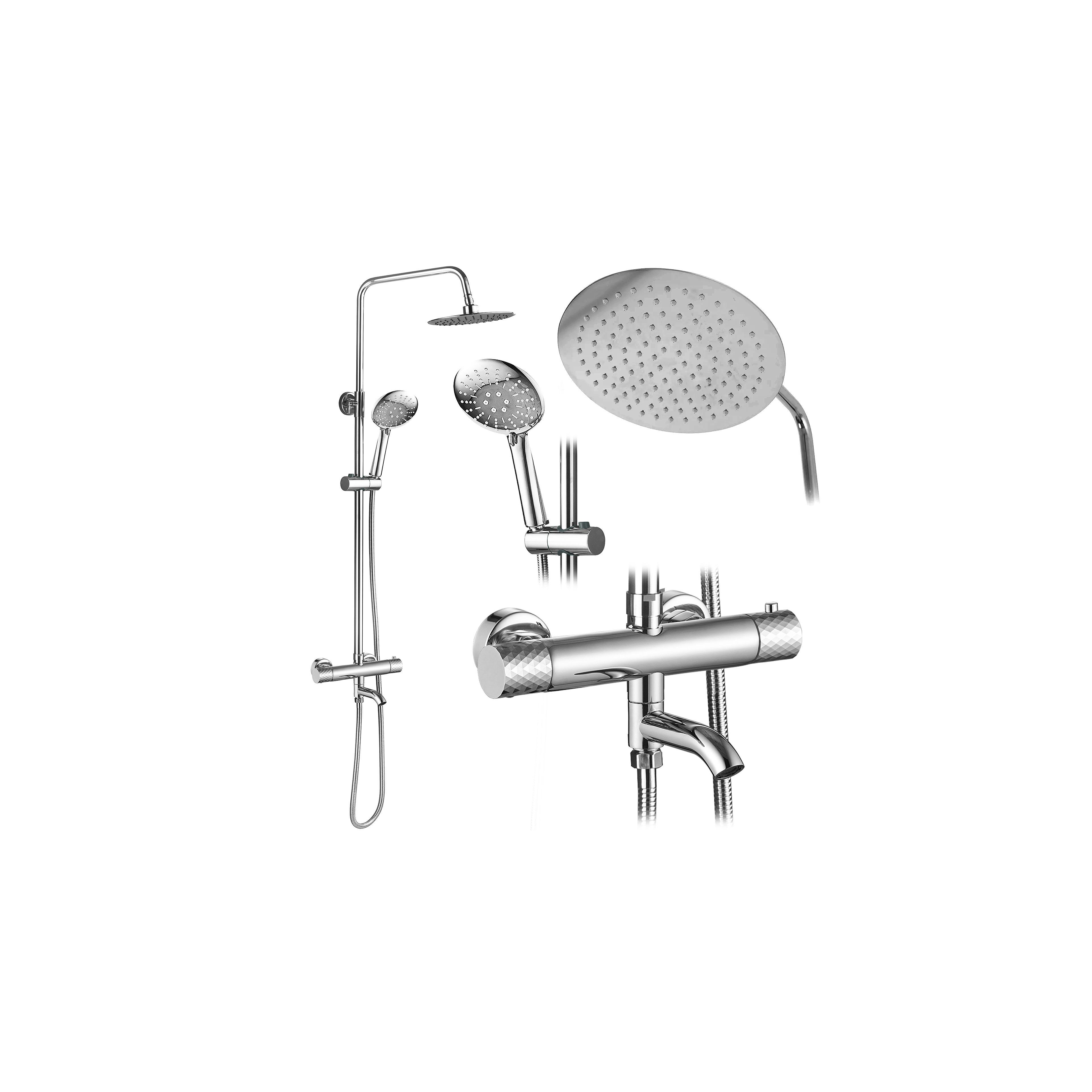 Thermostatic shower system Rea Lungo Diamond Chrome