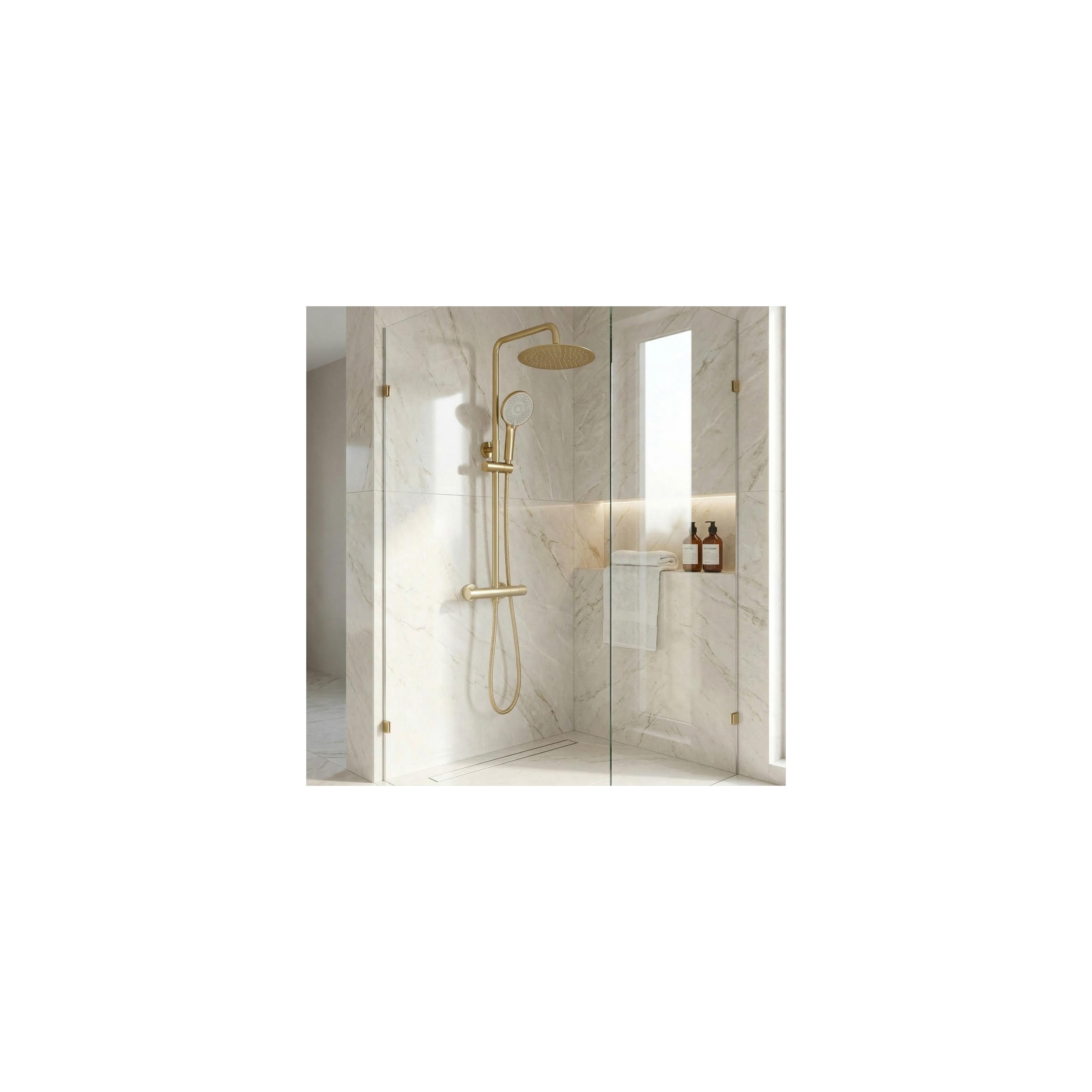 Shower set without spout with thermostat Rea Lungo Gold Brush