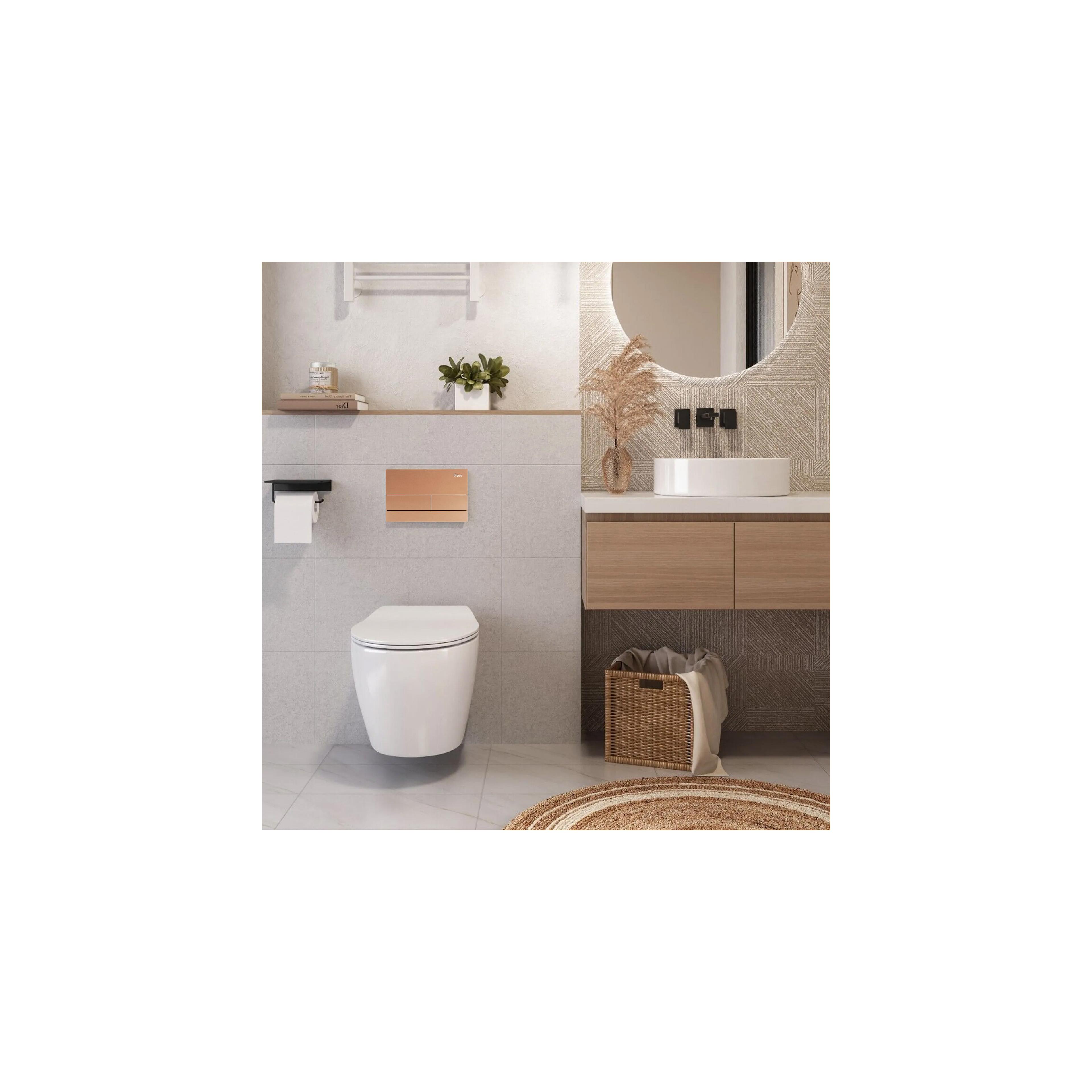 Toilet Flush Button K011A-Q Rea T Brush Copper/Brushed Rose Gold