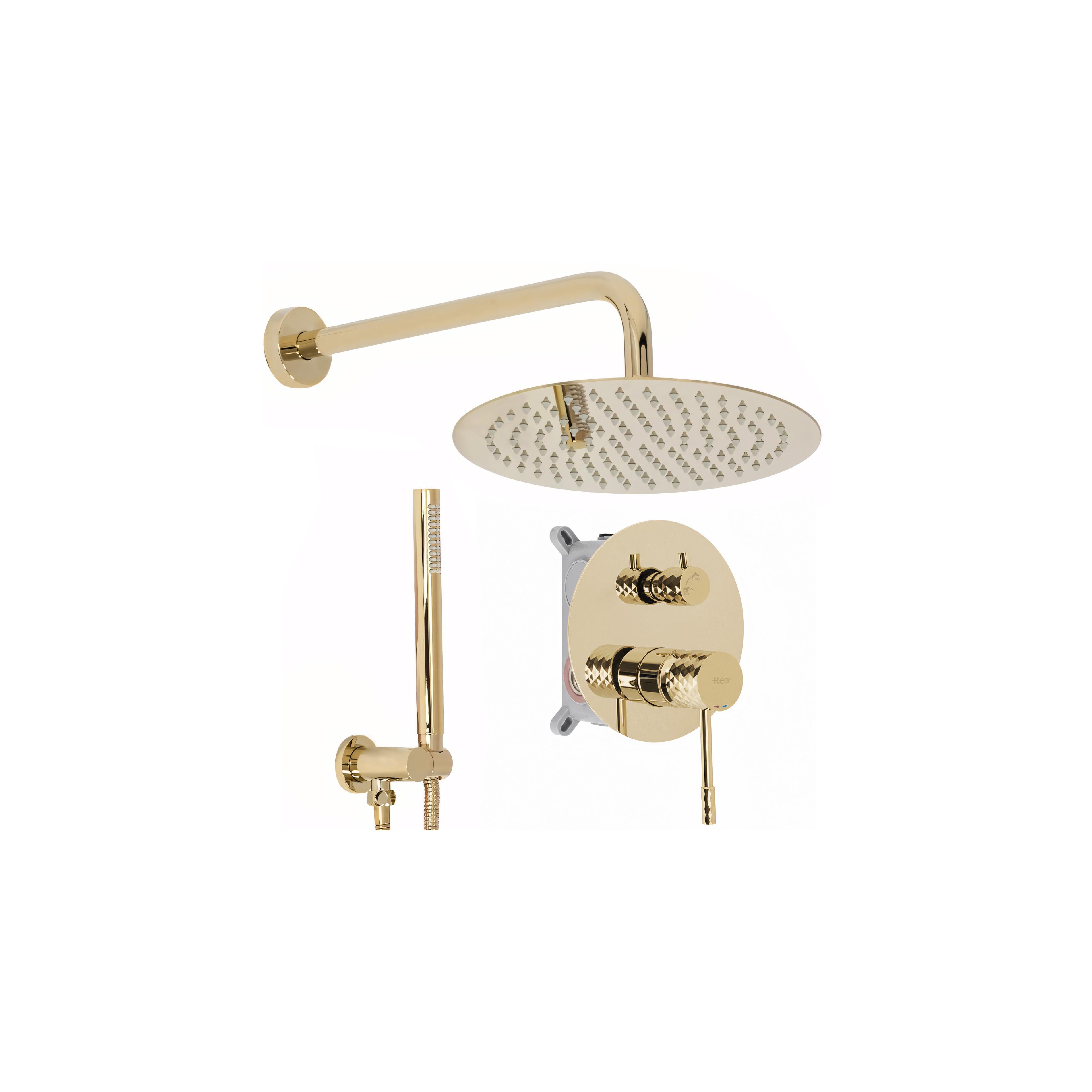 Conjunto de duche embutido Rea Lungo Diamond Gold + BOX