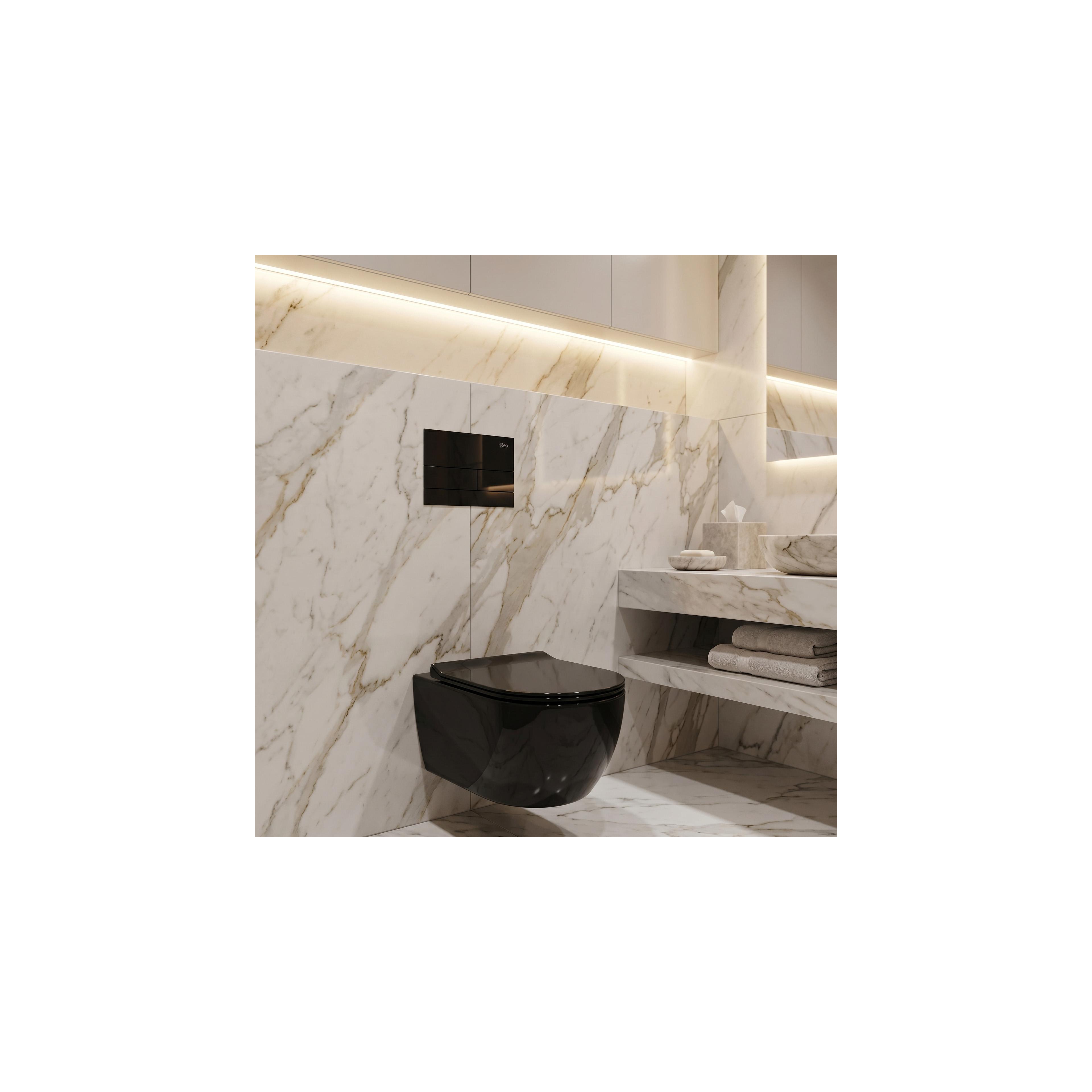 Inbyggnadsram Set för WC Slim 024N med T Black Glass Spolknapp