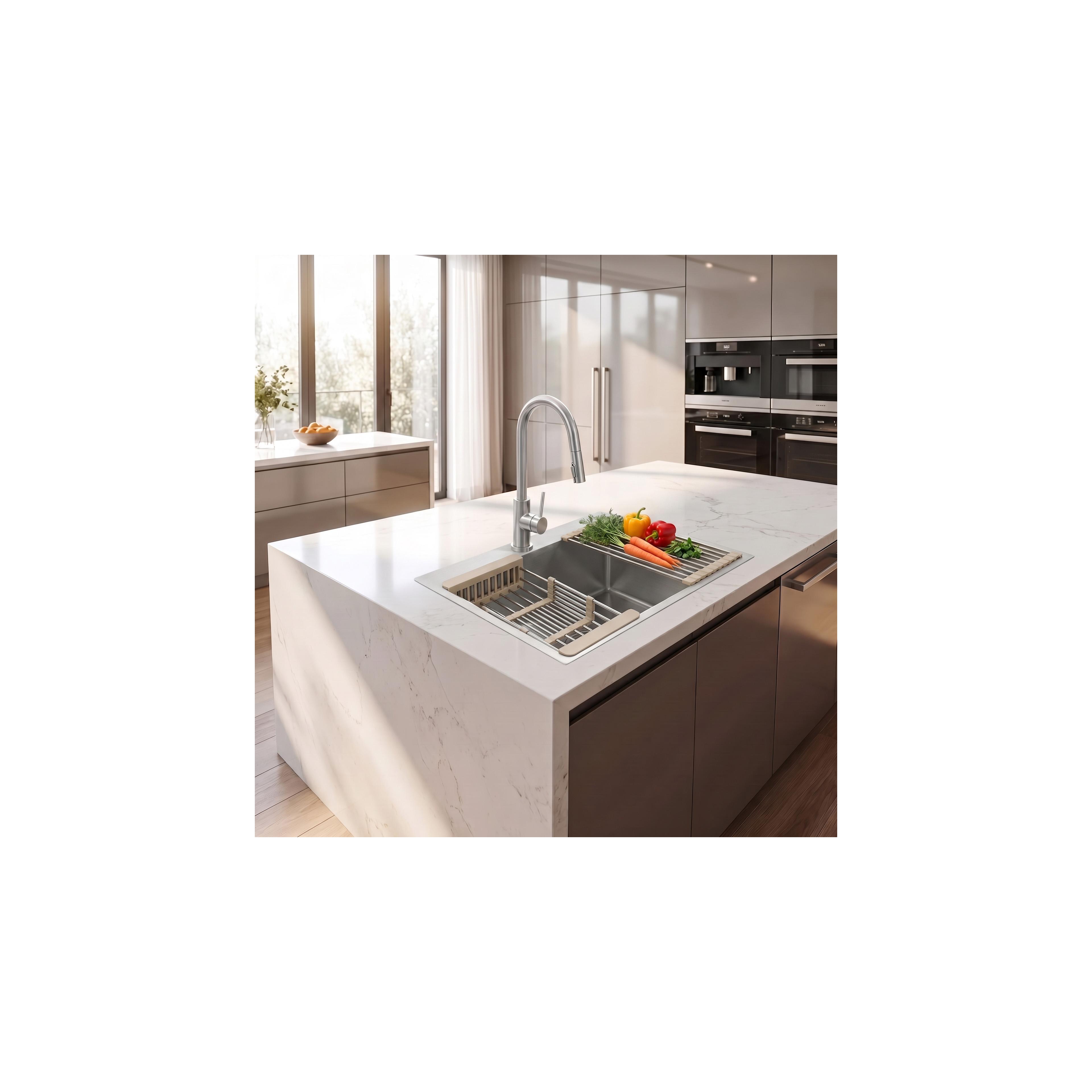 Steel sink with 3-piece accessory set REA Liam Brush Nickel