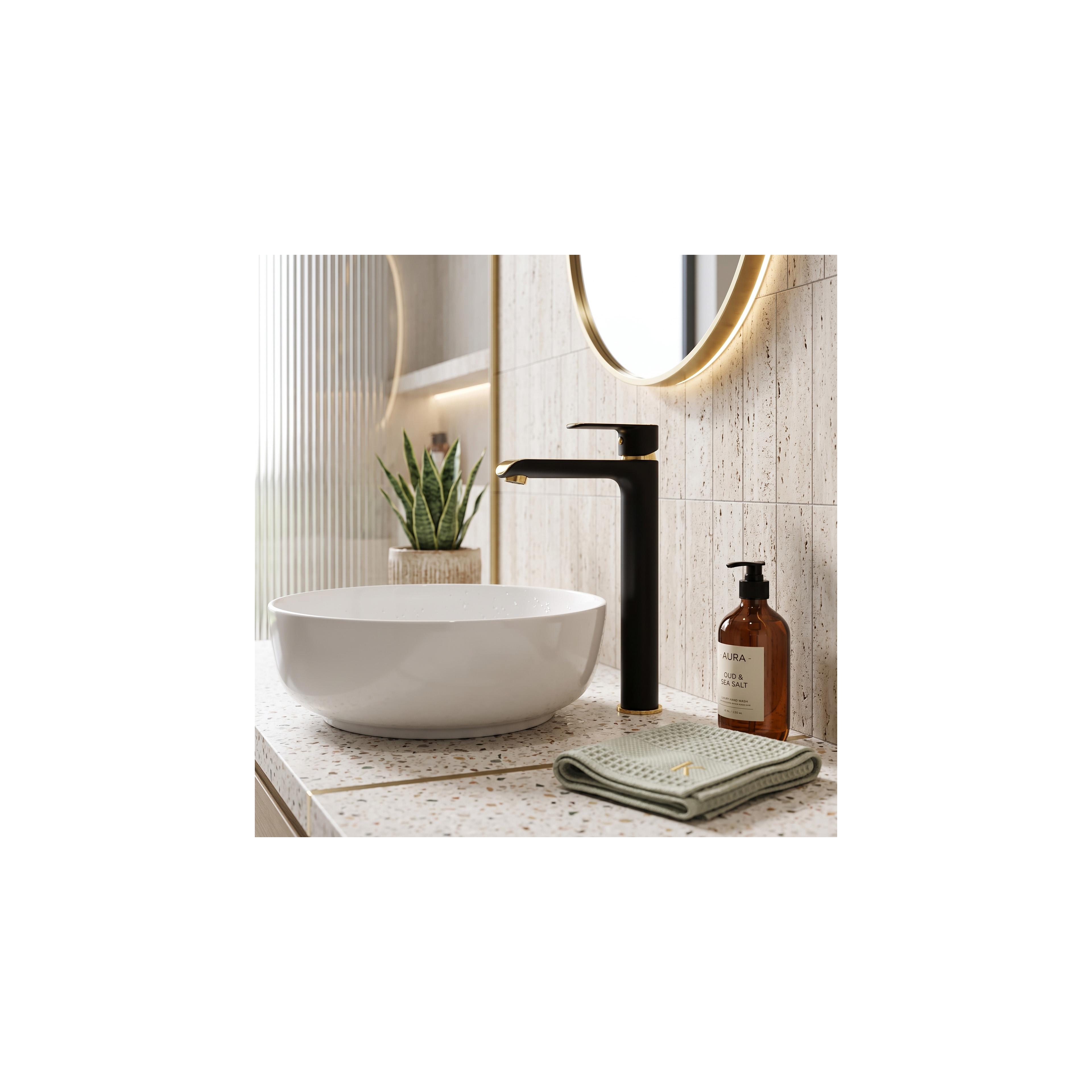 Bathroom faucet REA Bloom Black Gold high