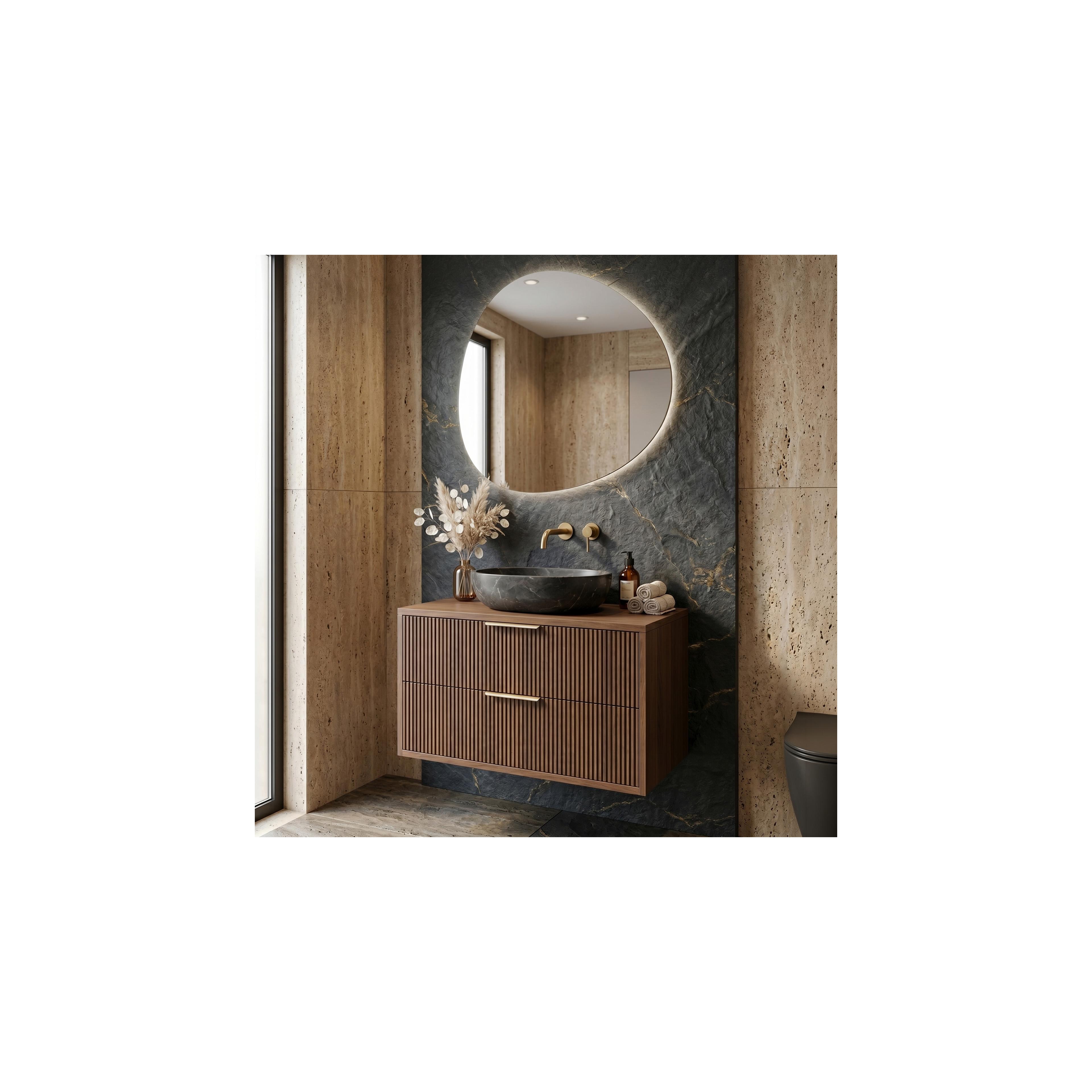Bathroom vanity cabinet Rea Mono 80cm Brown