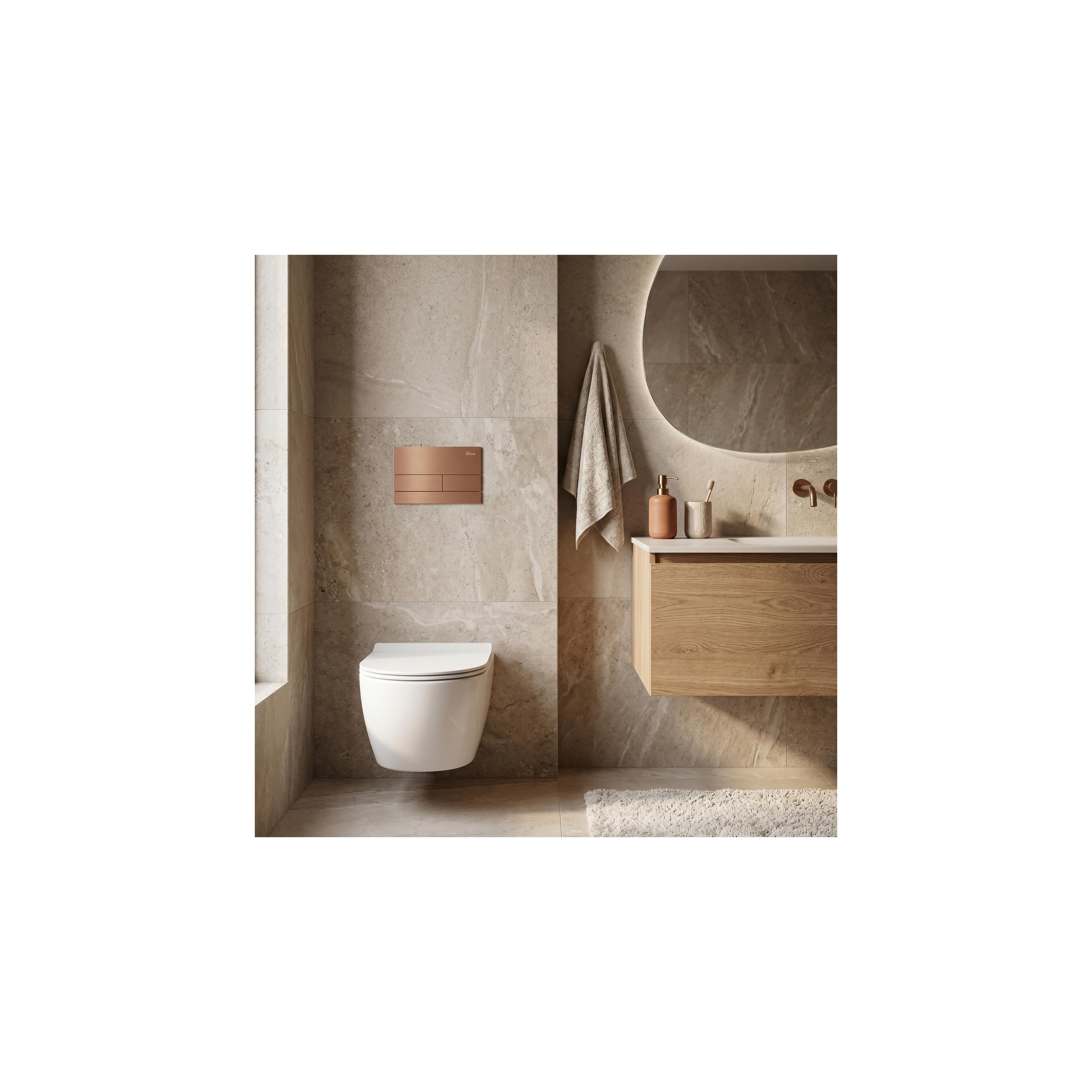 Unterputz-WC-Gestell Set Slim 024N mit T Brush Copper Drückerplatte