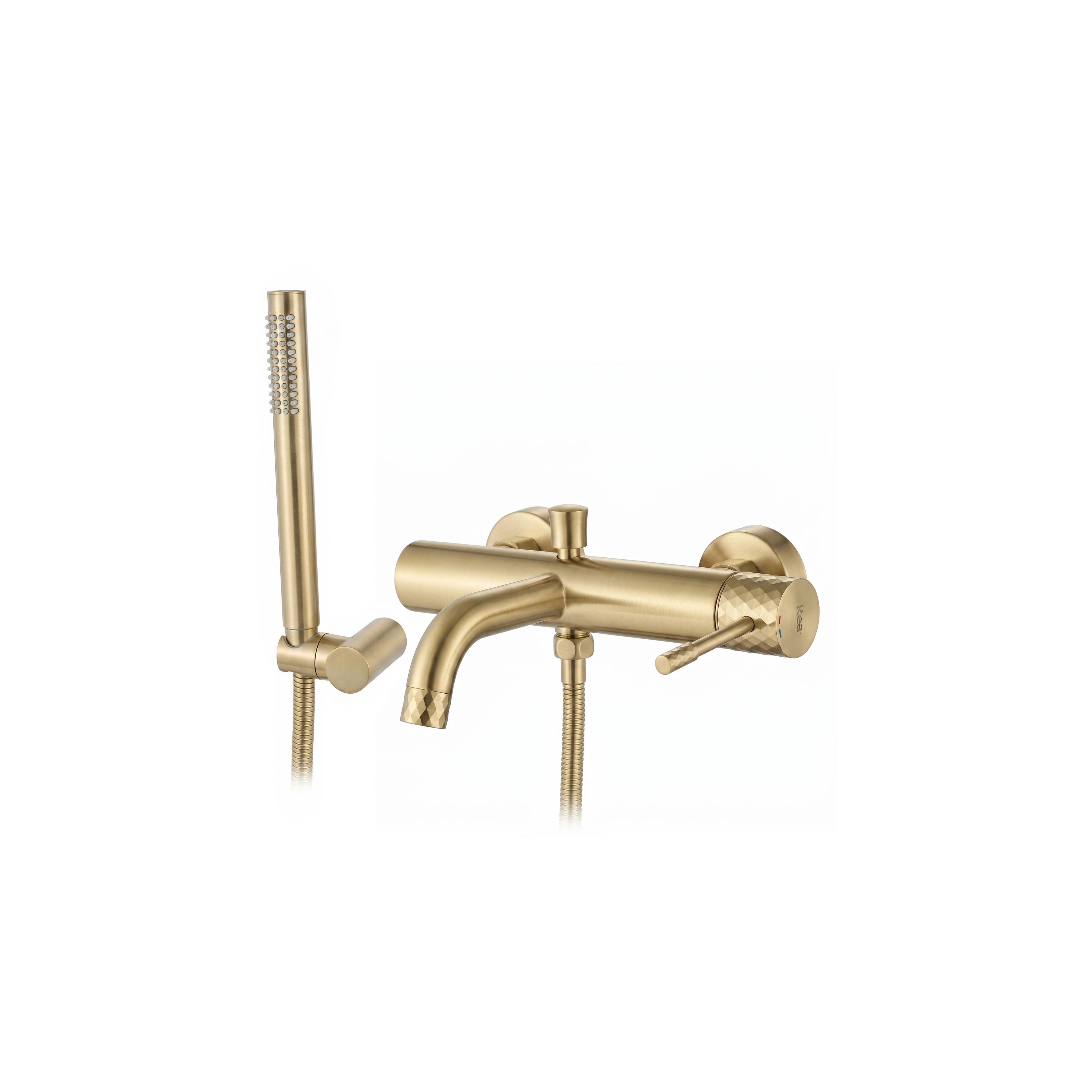 Bathroom faucet Rea Lungo Diamond Brush Gold