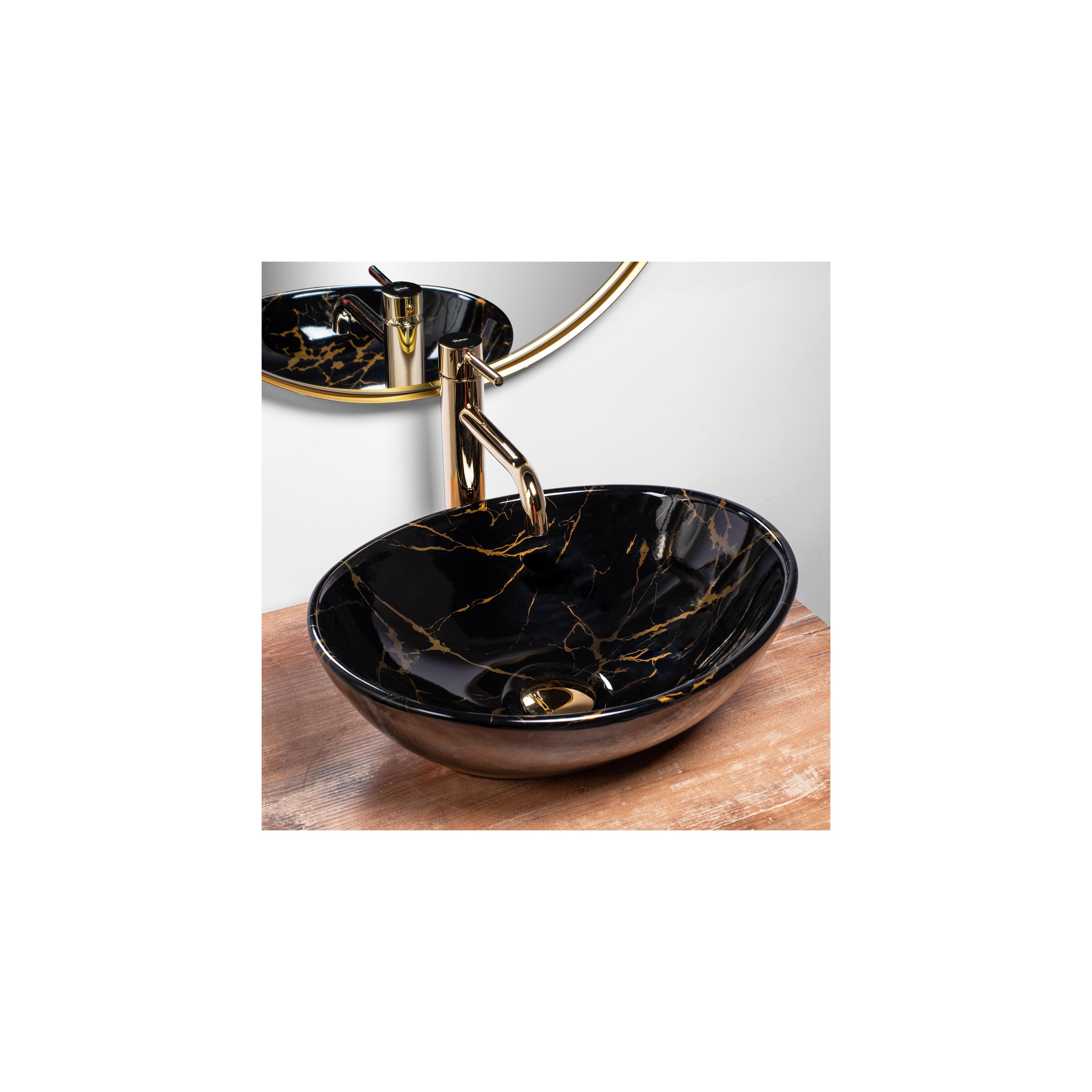 Lavabo de sobremesa Rea Sofia Black Marble