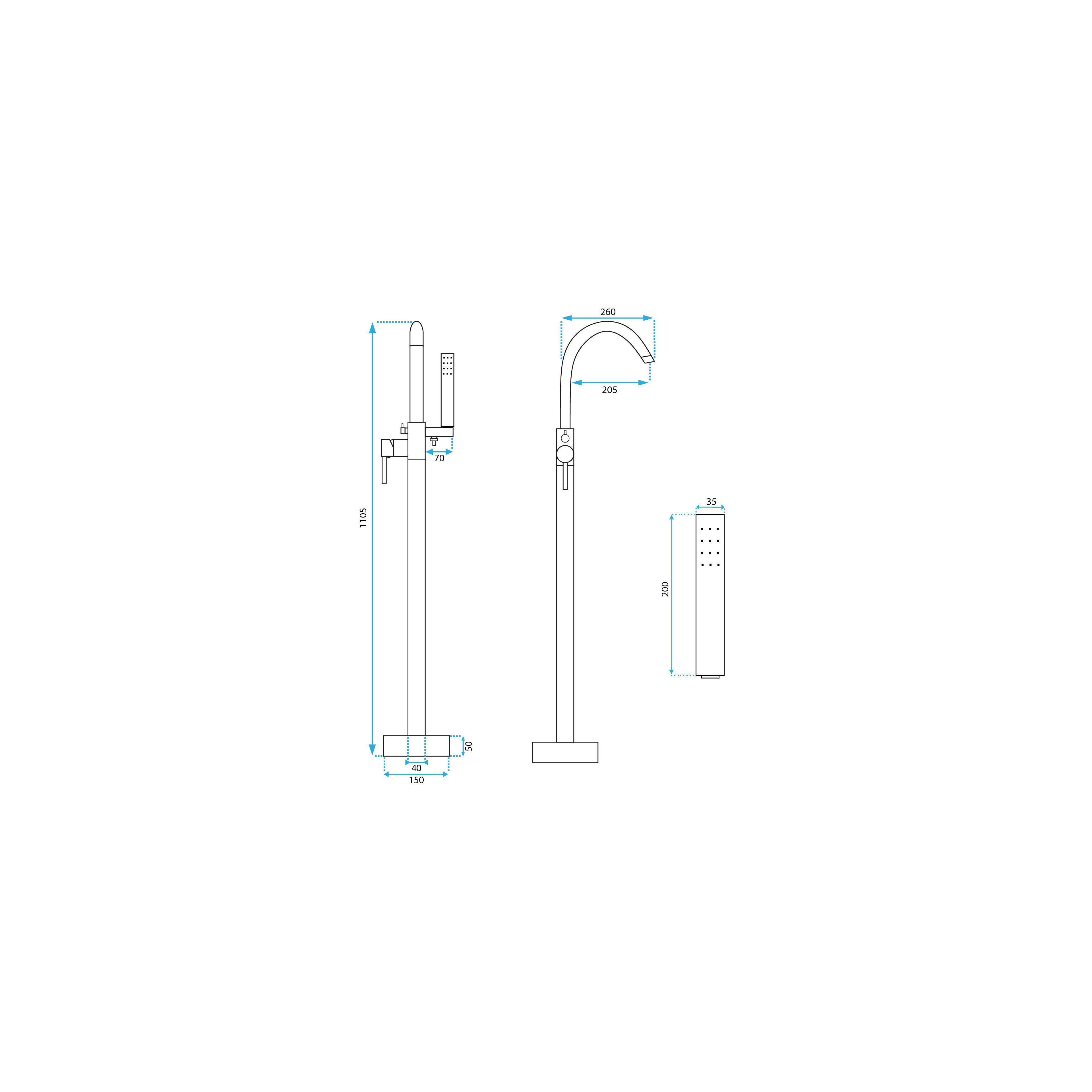Free-standing faucet Rea Lungo Black