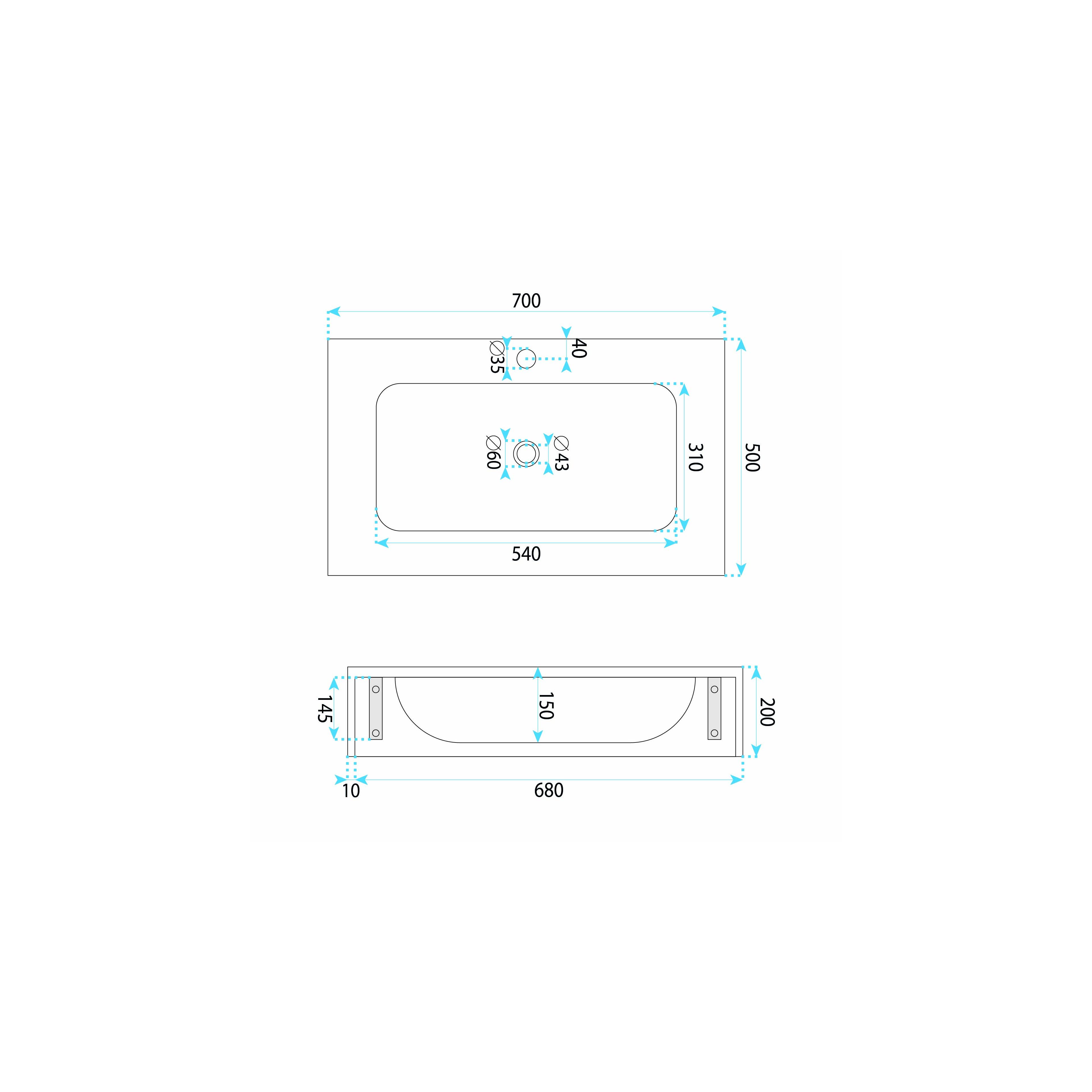 Lavabo suspendu avec étagère Rea Apollo Muralto Roma 70