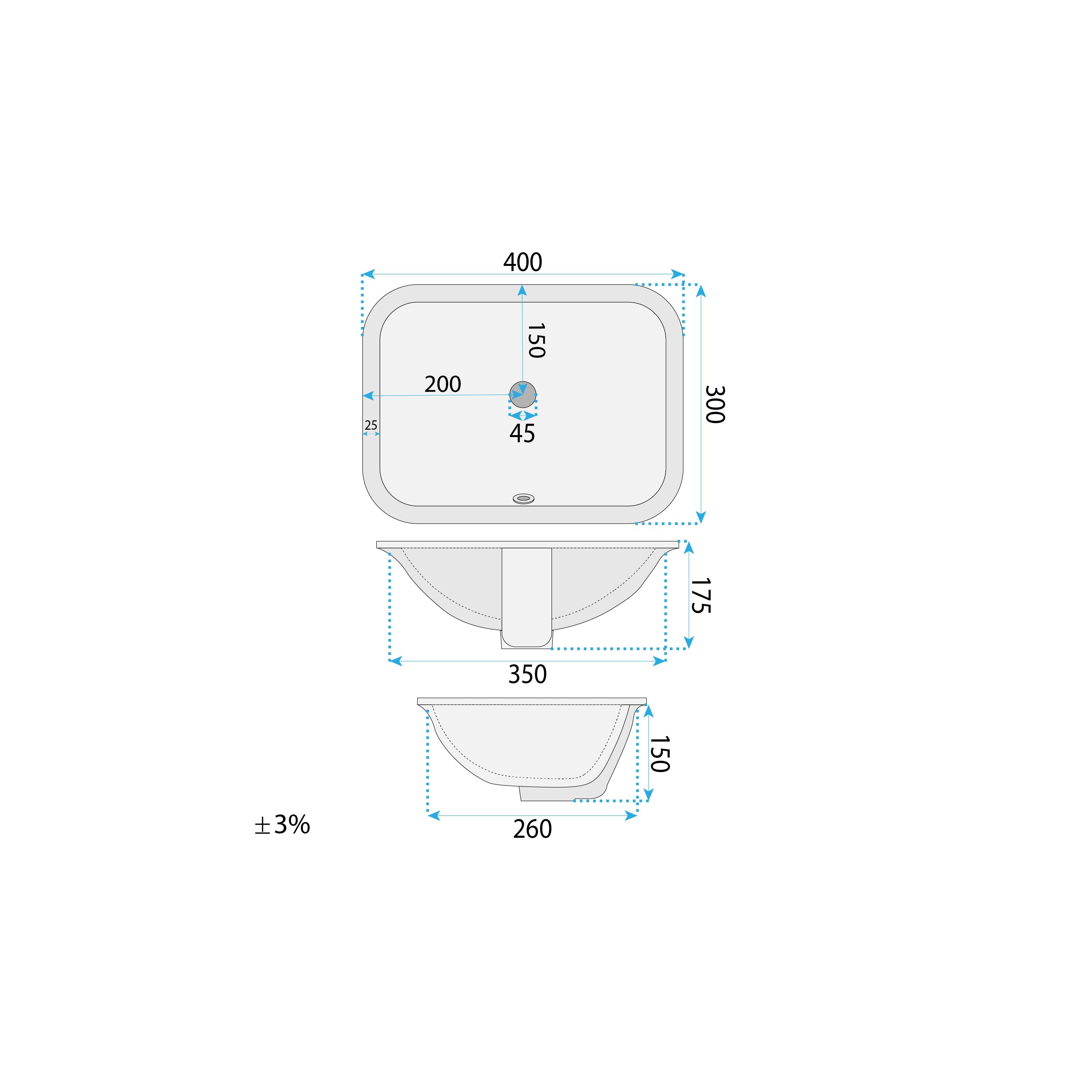 Inset washbasin Rea Anabel 40