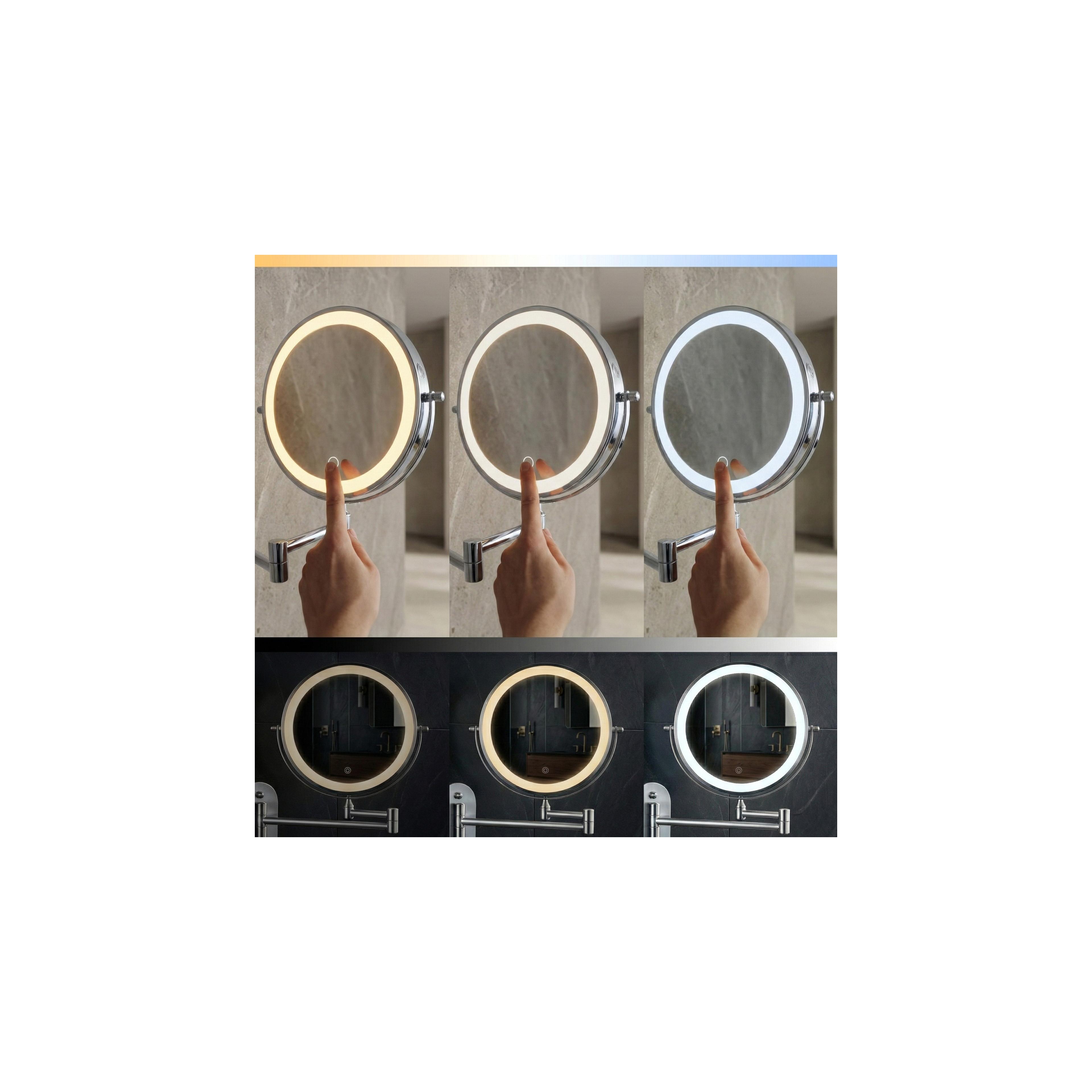 LED seinapeegel Glow Chrome