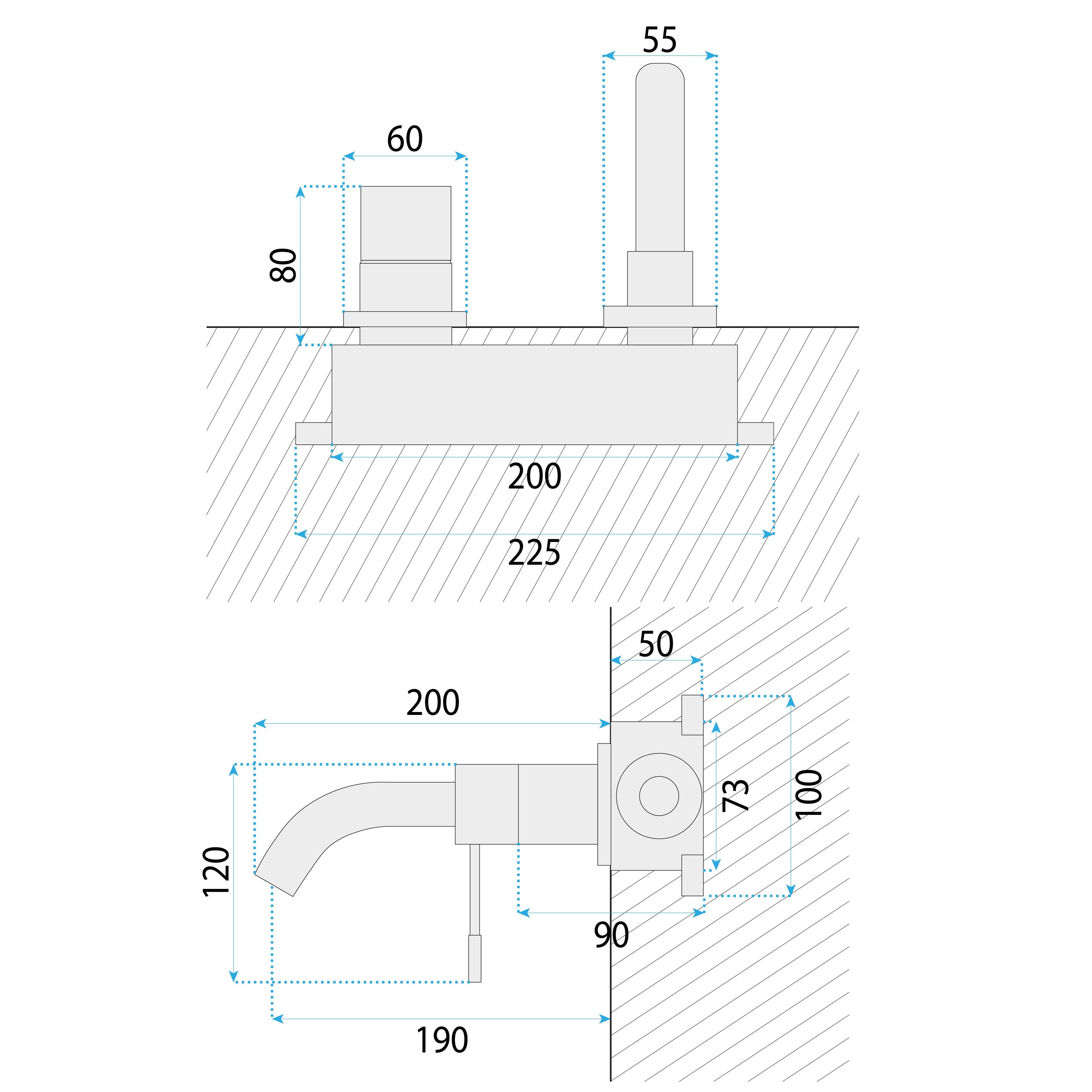Wall Mounted faucet Rea Lungo Diamond Chrom + BOX