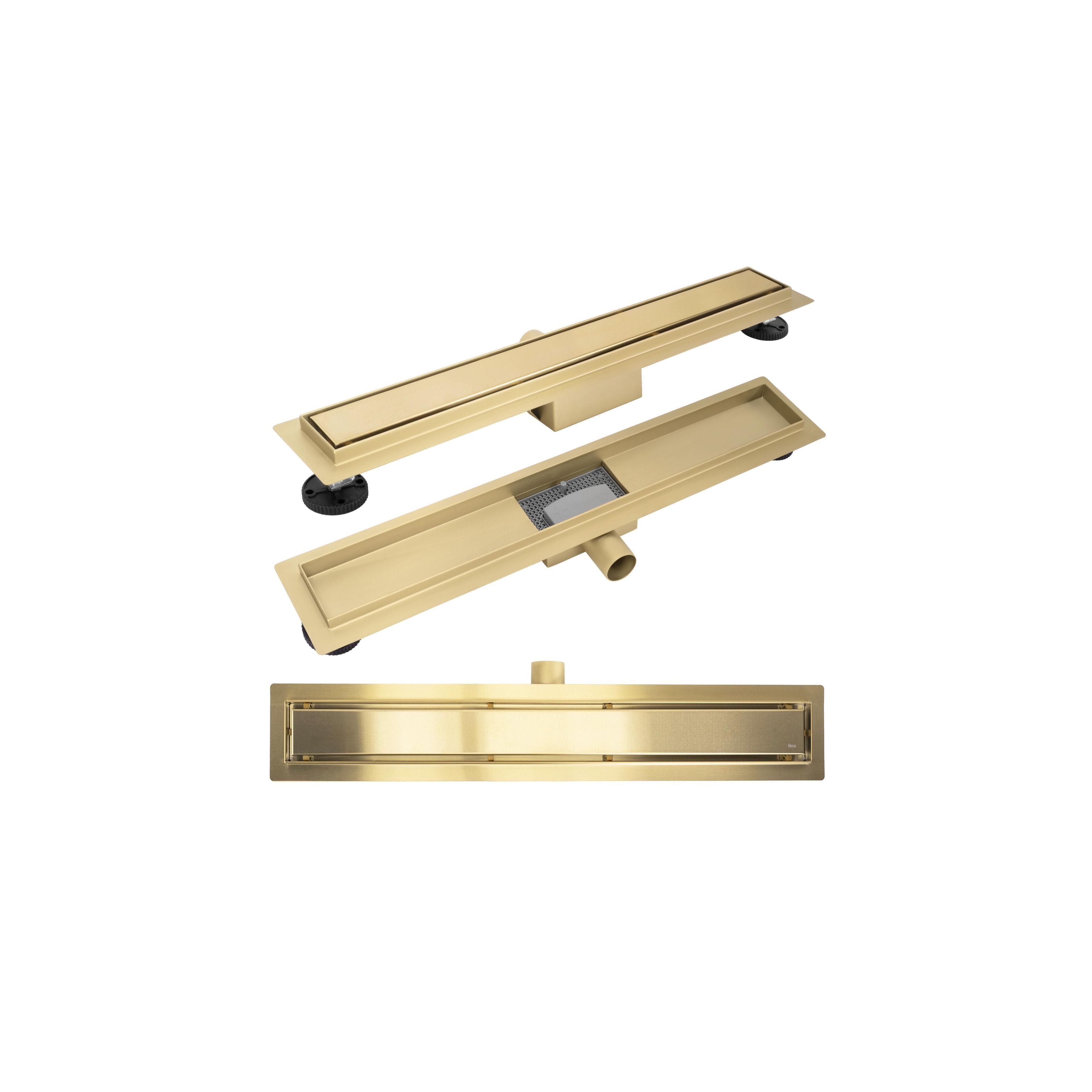 Odtokový žľab Rea Neox brush gold 100