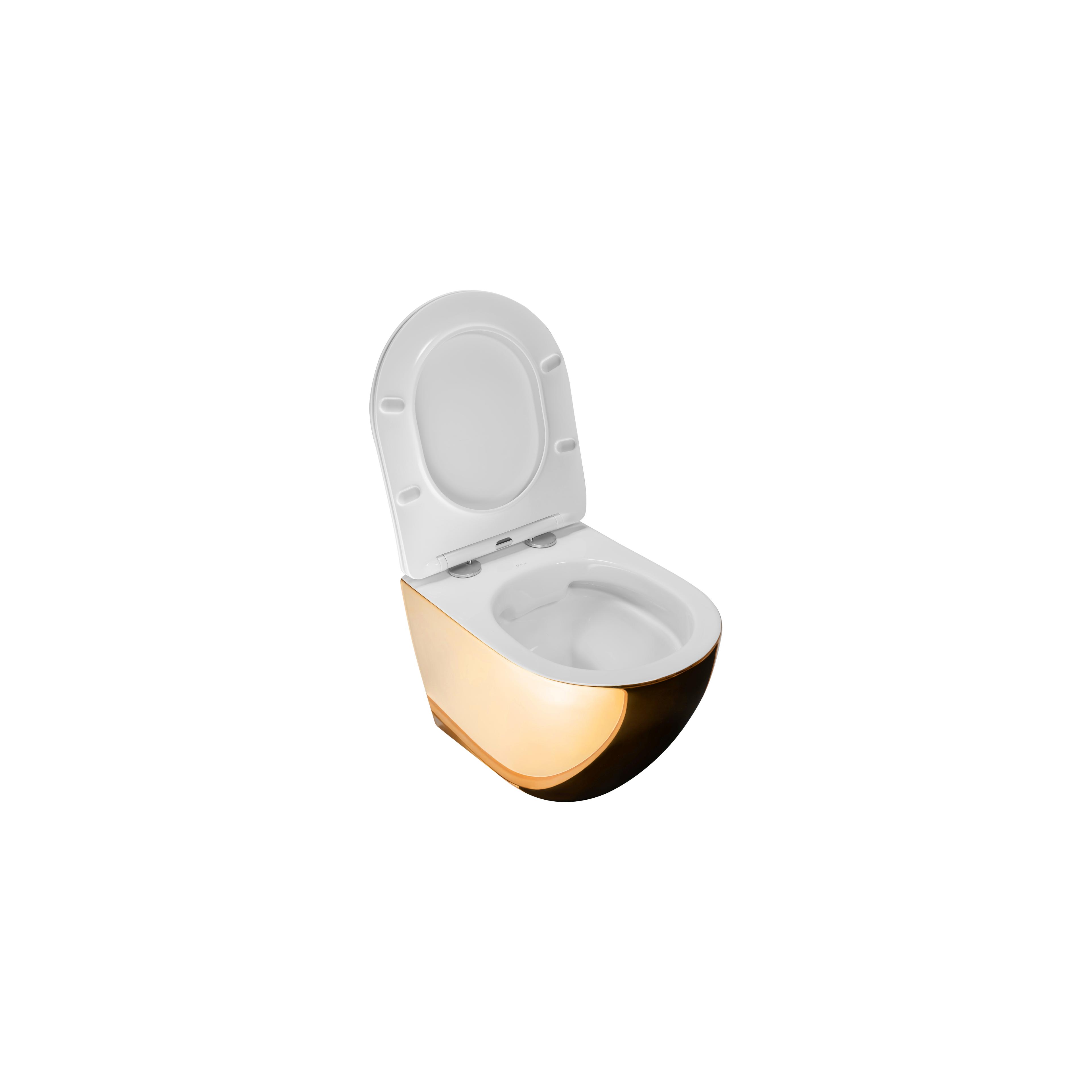 Hangende toilet Rea Carlo Mini Flat Gold White