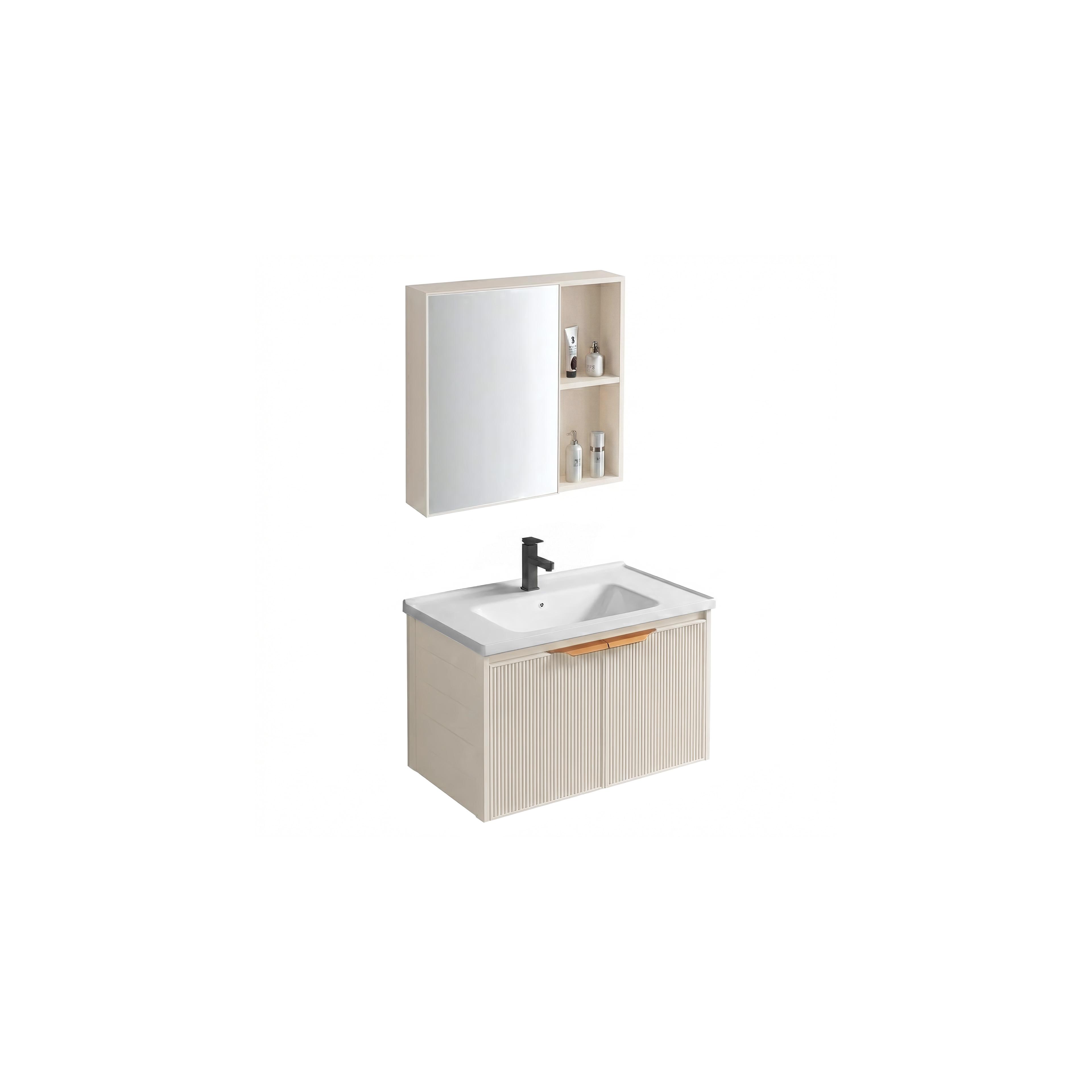Ensemble de meubles de salle de bain avec lavabo Mario 60cm Beige