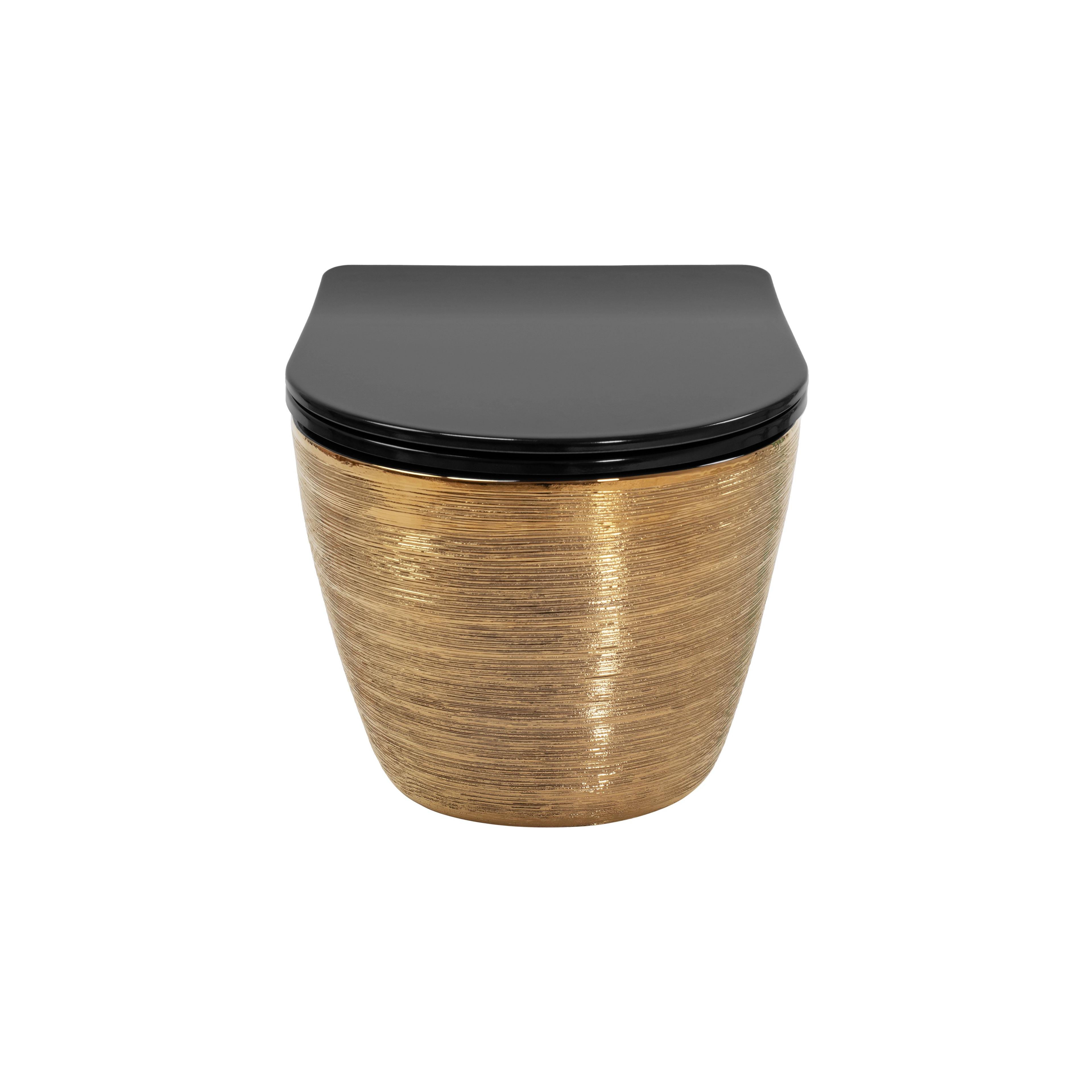 Klozetas pakabinamas Rea Carlo Mini Tornado Black Brush Gold