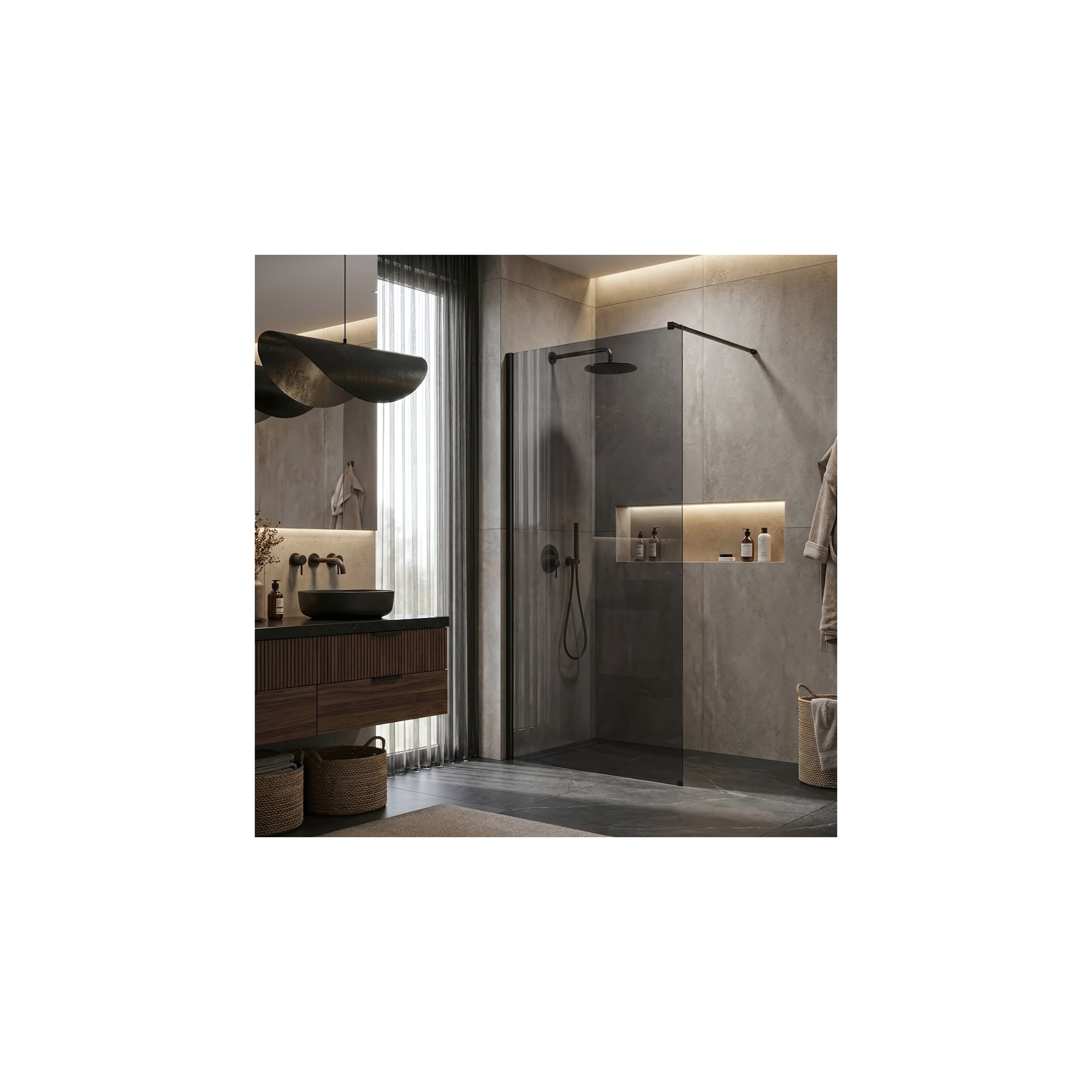 Paroi de douche Rea Flexi Grey / Black 90