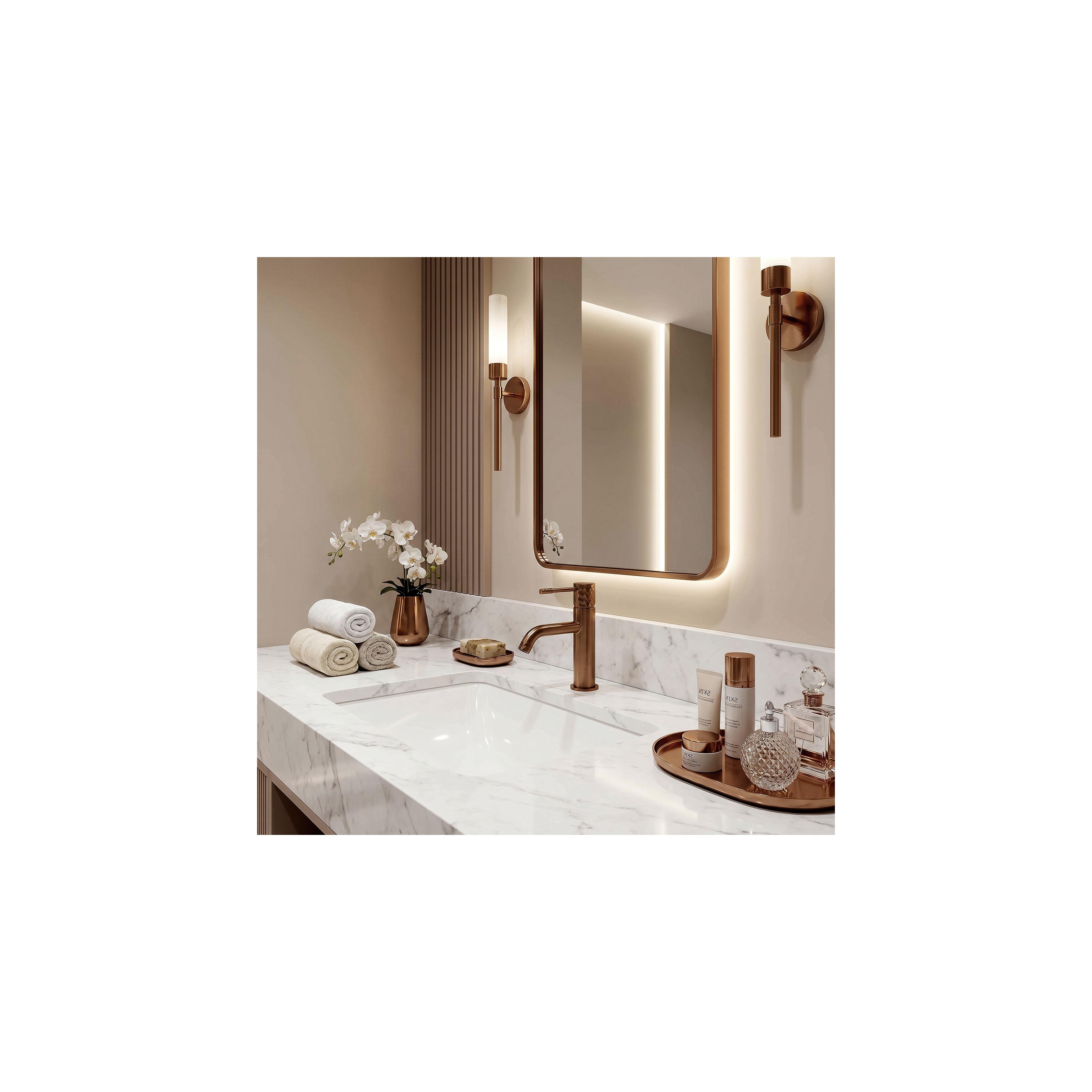 Βρύση νιπτήρα Rea Lungo Diamond Brush Copper Χαμηλή