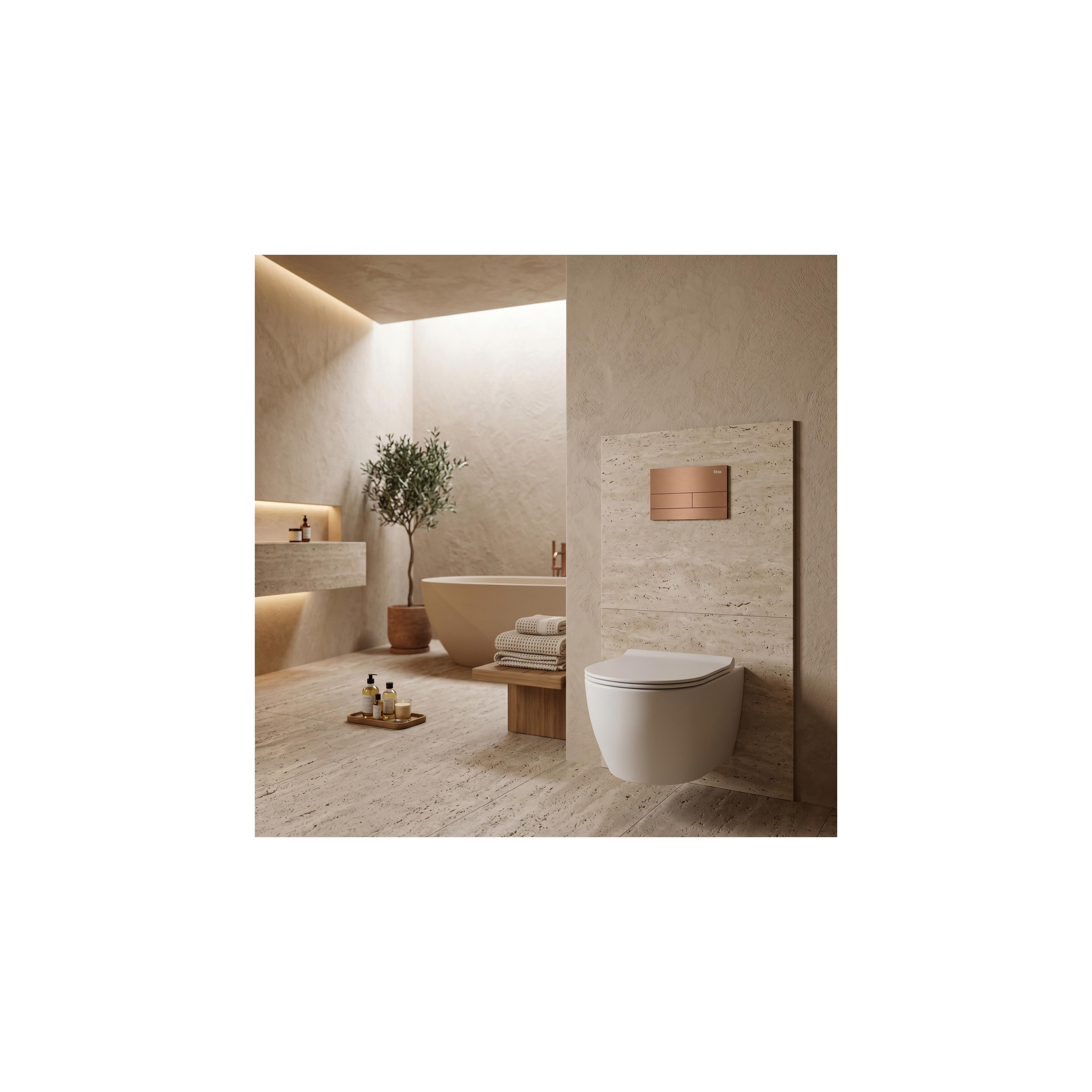 Unterputz-WC-Gestell Set Slim 024N mit T Brush Copper Drückerplatte