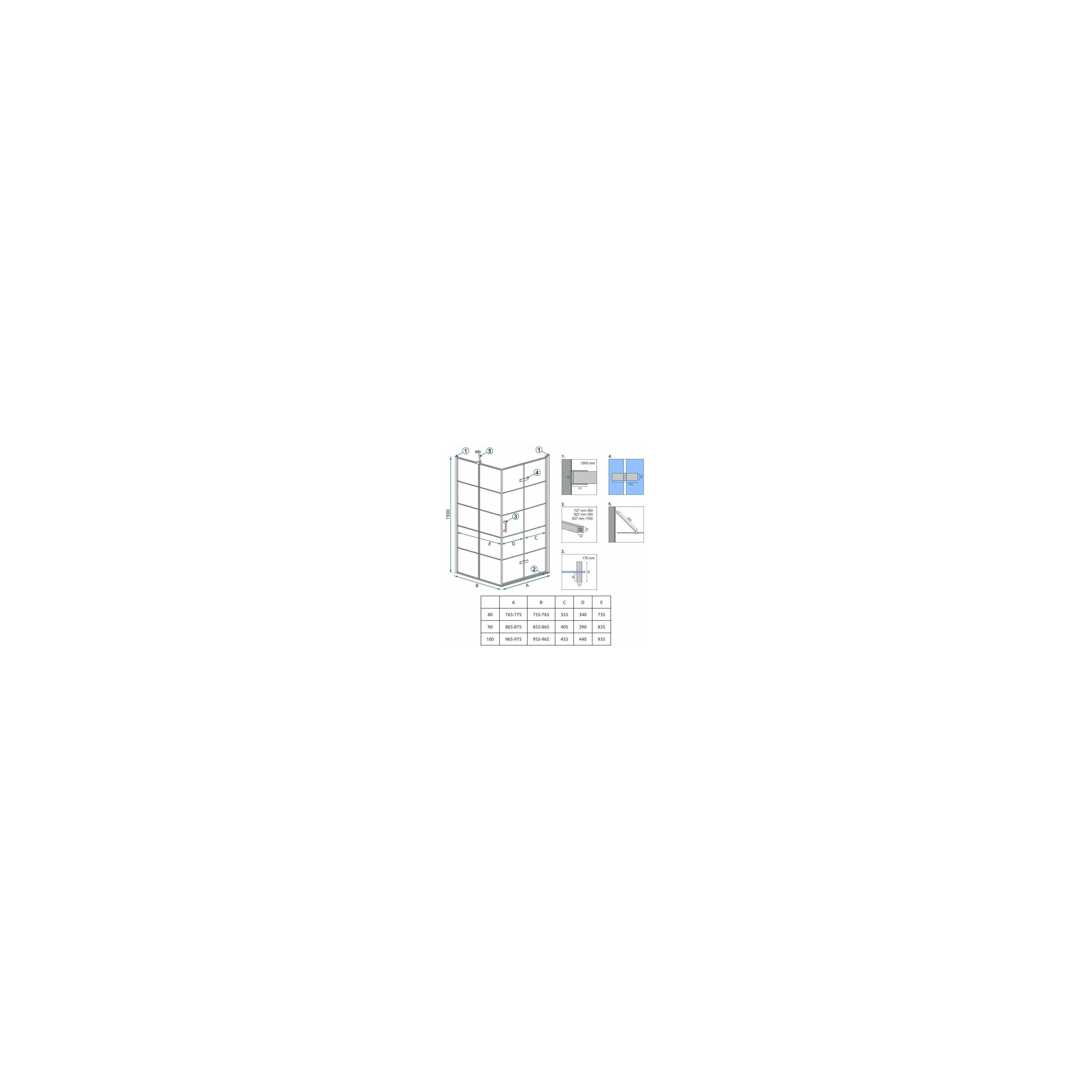 Cabina de dus Rea Molier Black 80x90