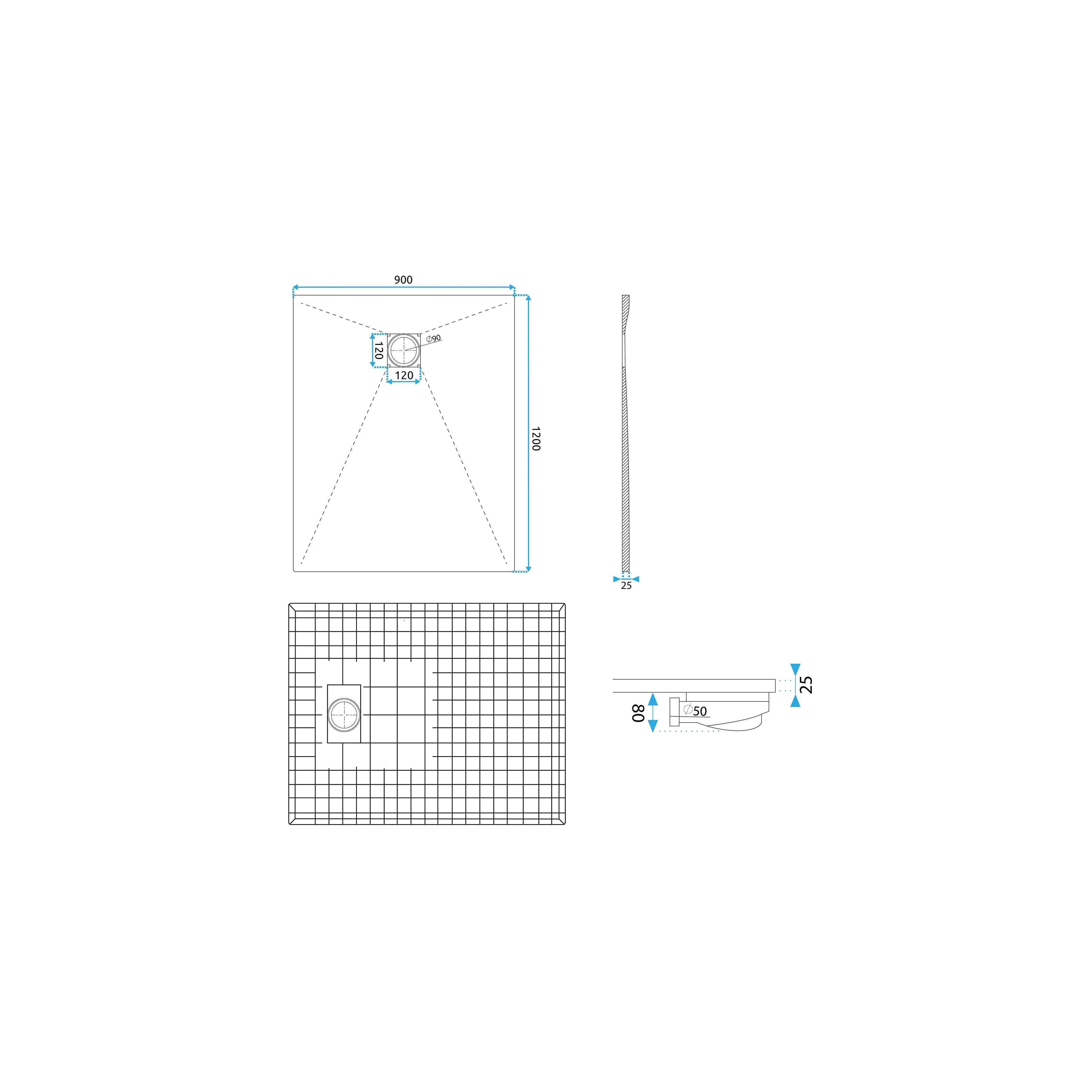 Shower tray Magnum CARRARA WHITE 90x120