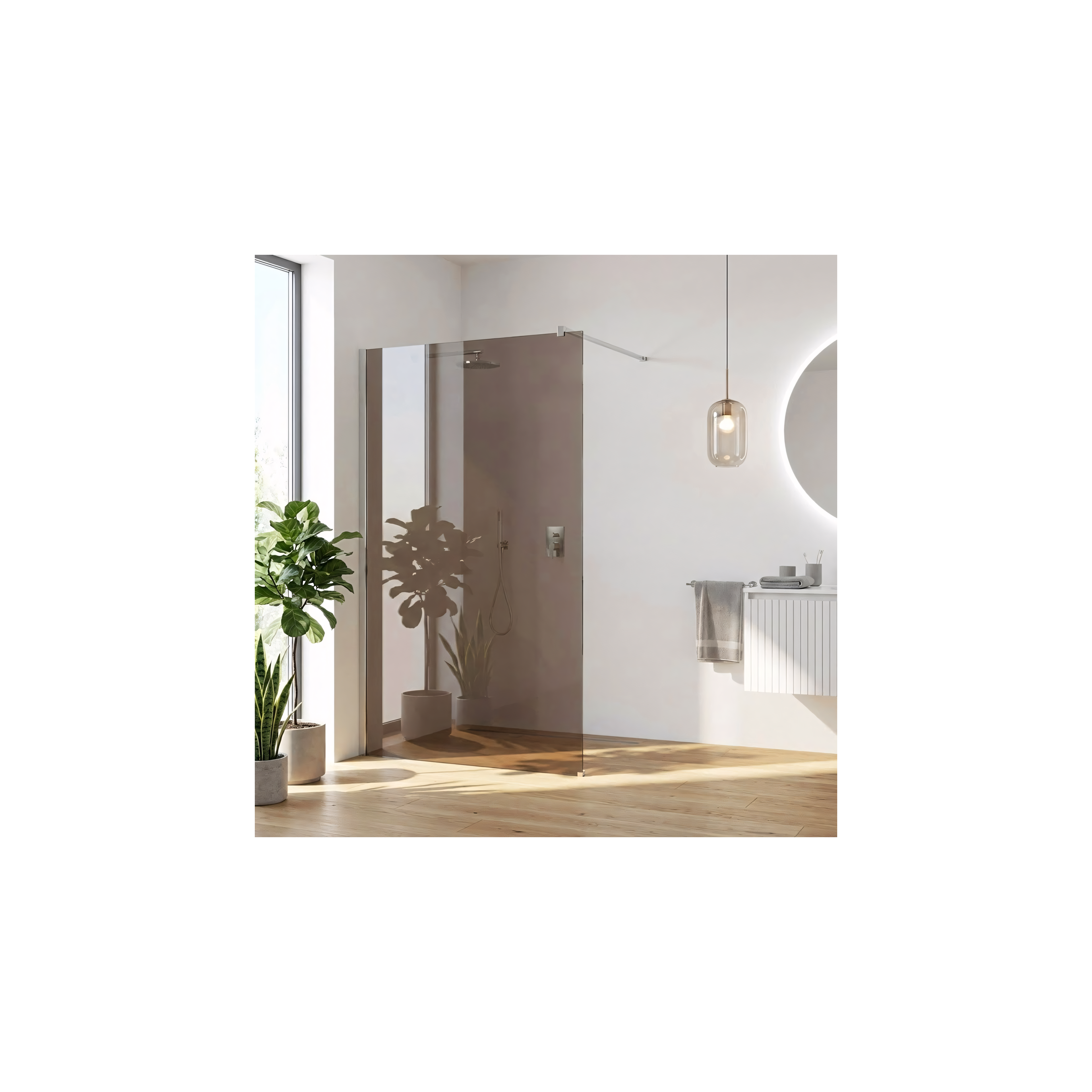 Walk-in dušas siena Rea Flexi Brown / Chrome 120