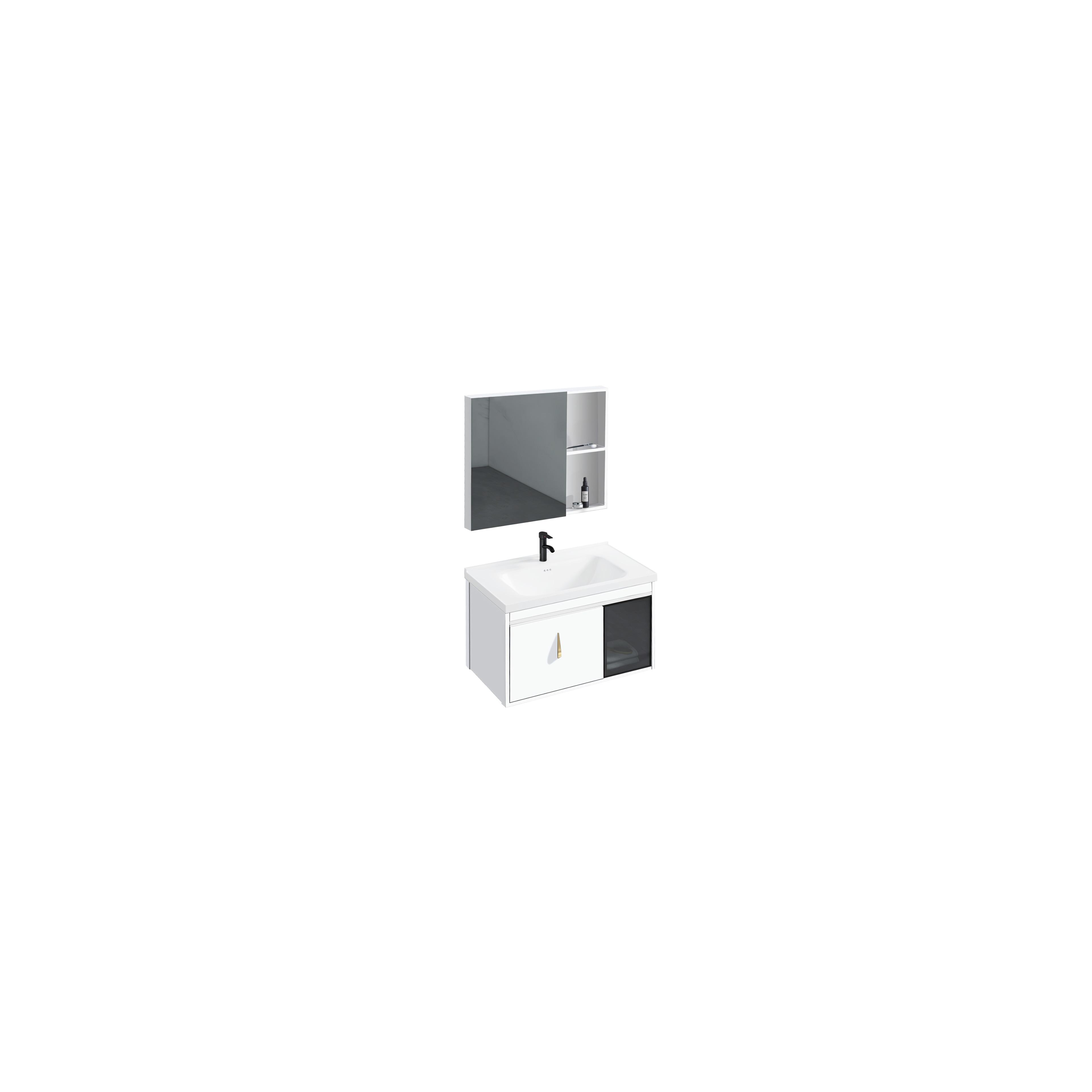 Ensemble de meubles de salle de bain Paris 60cm White meuble avec lavabo + miroir + étagère