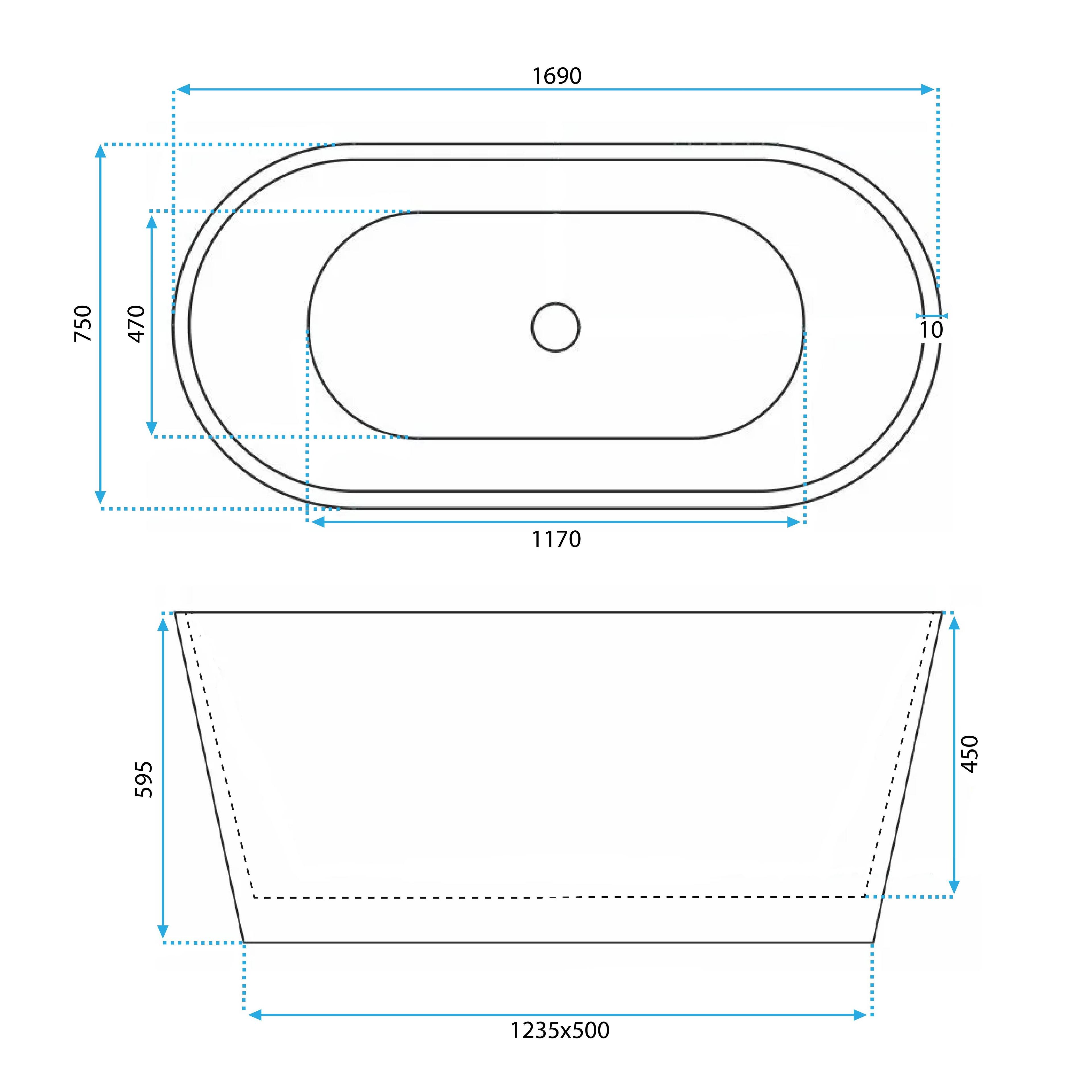 Freestanding Acrylic Bathtub ROMA 170