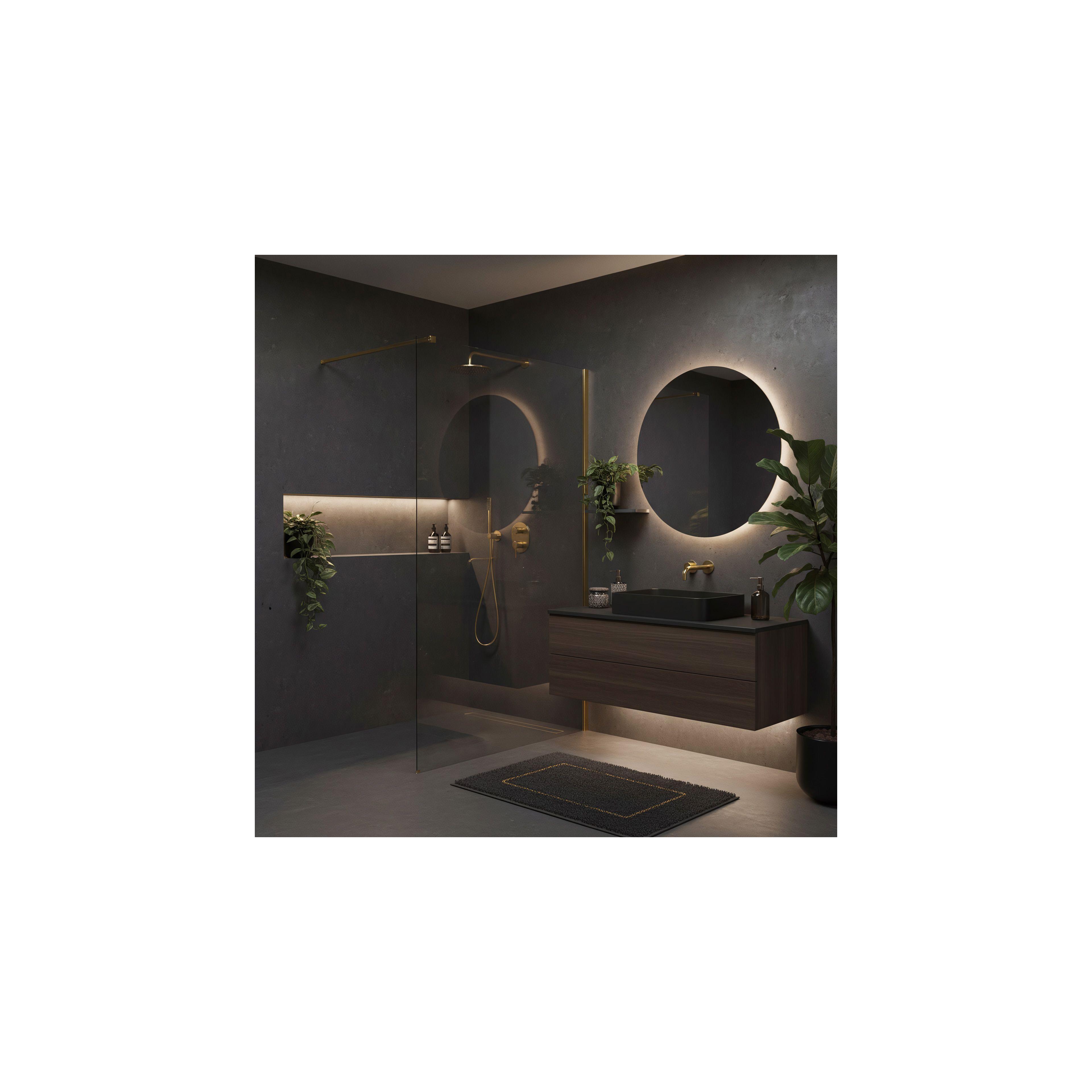 Duschwand Rea Flexi Transparent / Brush Gold 90
