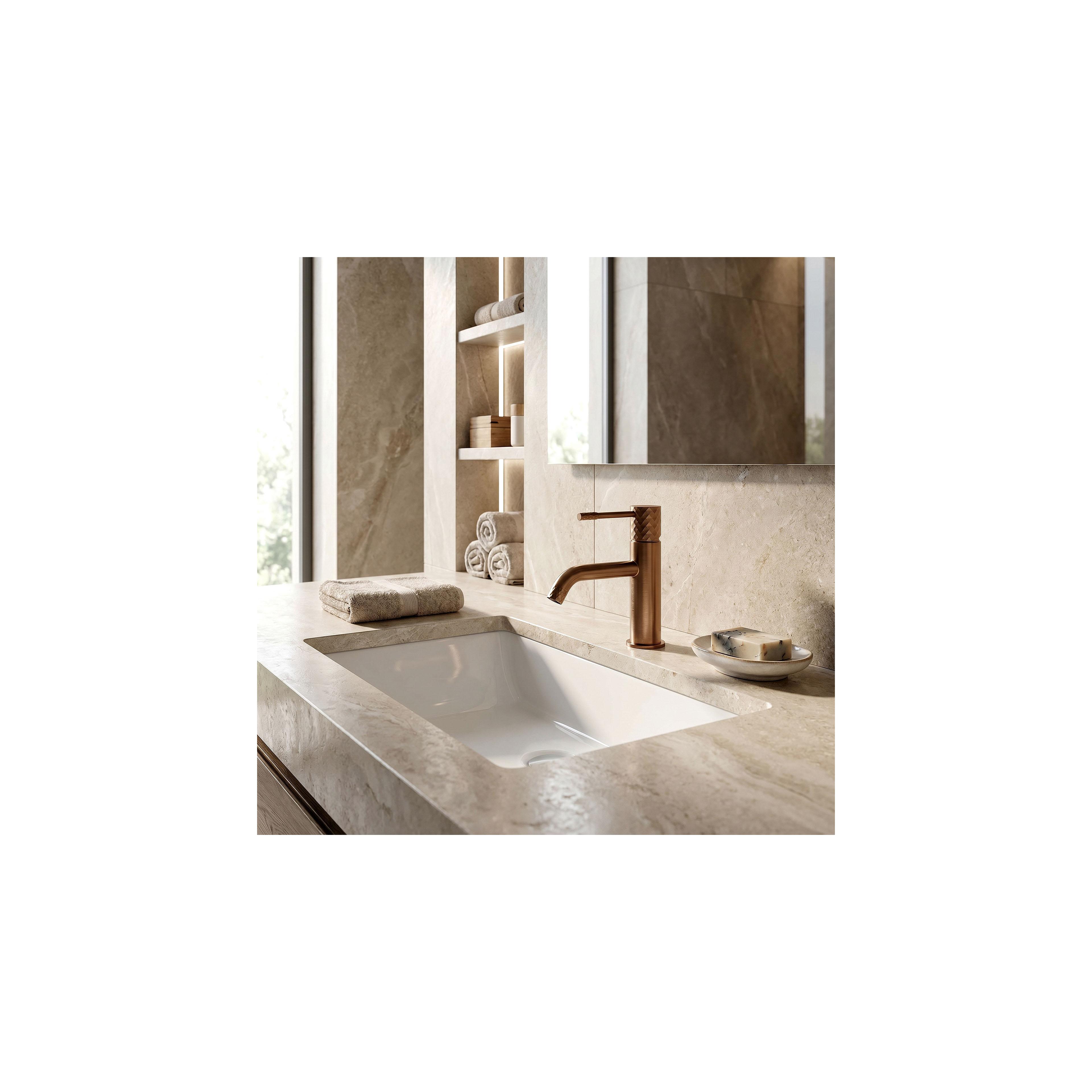 Βρύση νιπτήρα Rea Lungo Diamond Brush Copper Χαμηλή