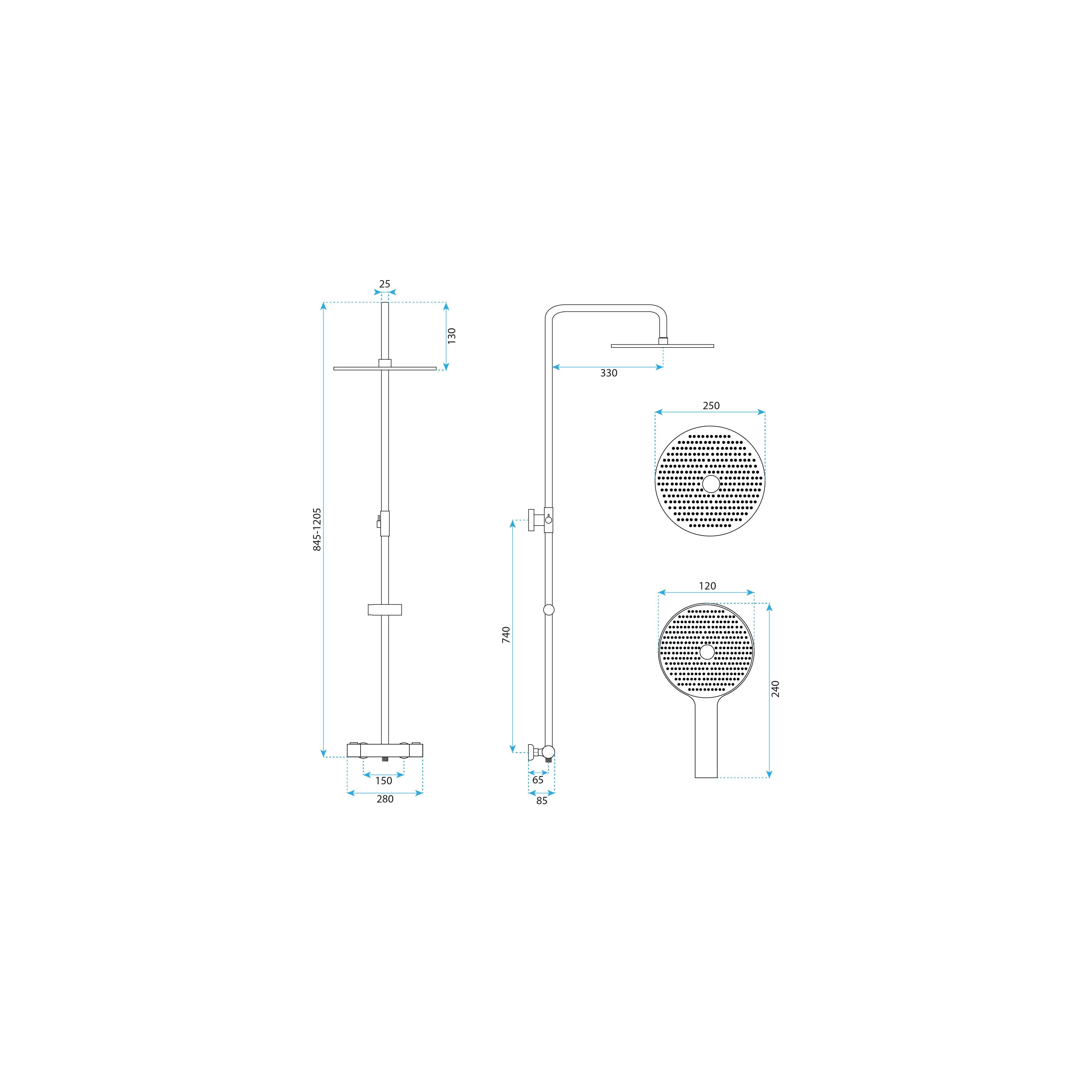 Thermostatic shower system Rea Drop Titan
