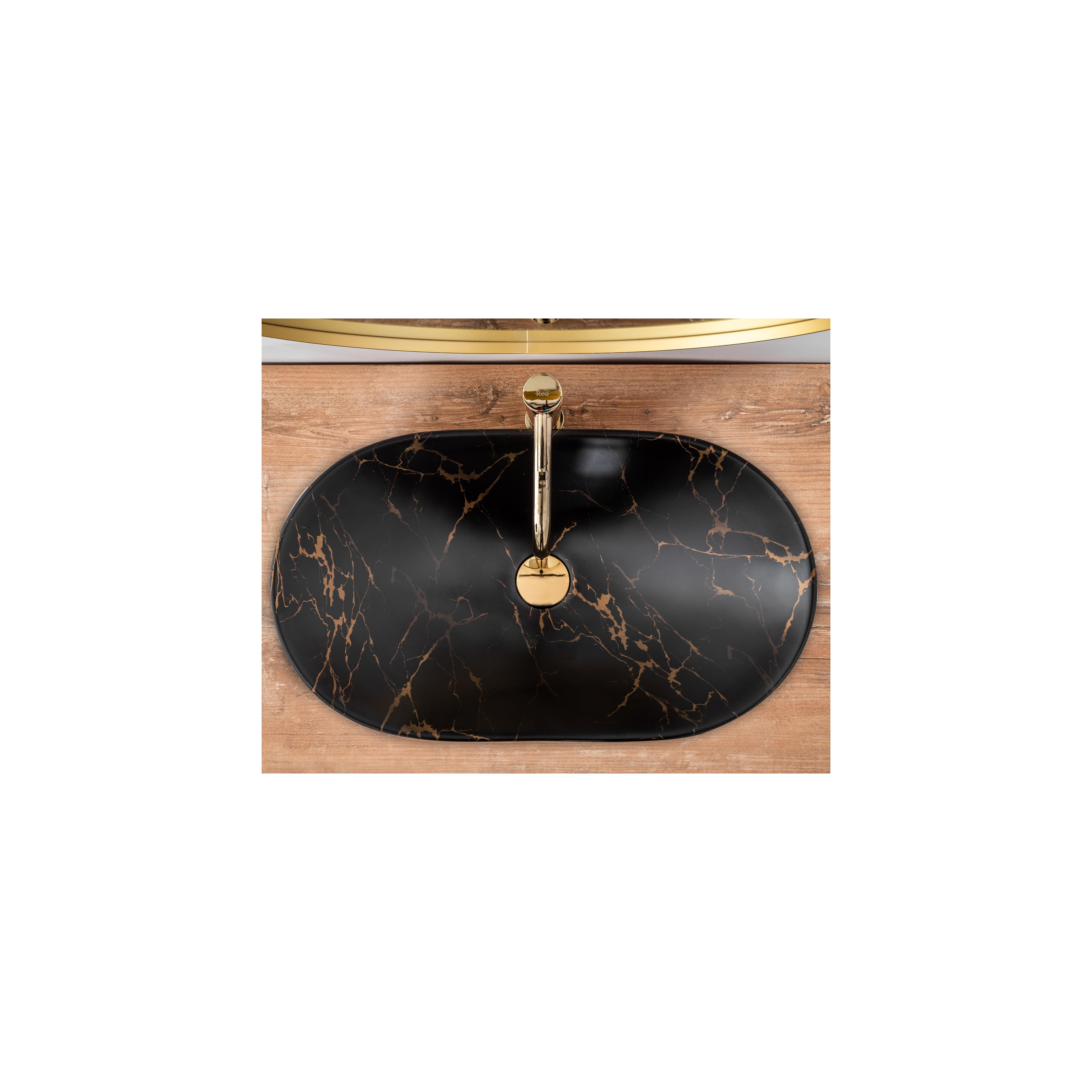 Νιπτήρας Rea Royal Black Marble Matt 60.5 x 36 x 16 cm
