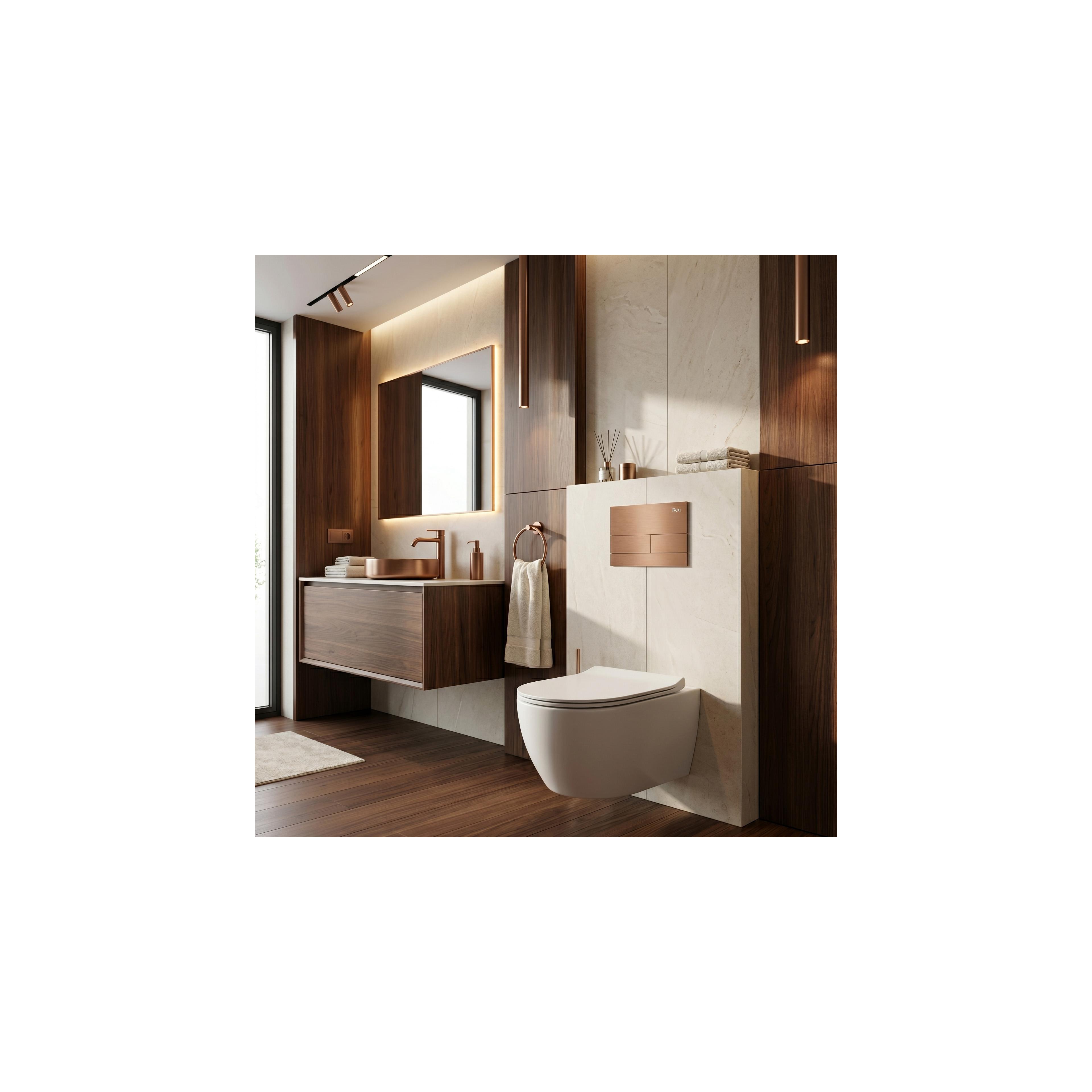Unterputz-WC-Gestell Set Slim 024N mit T Brush Copper Drückerplatte