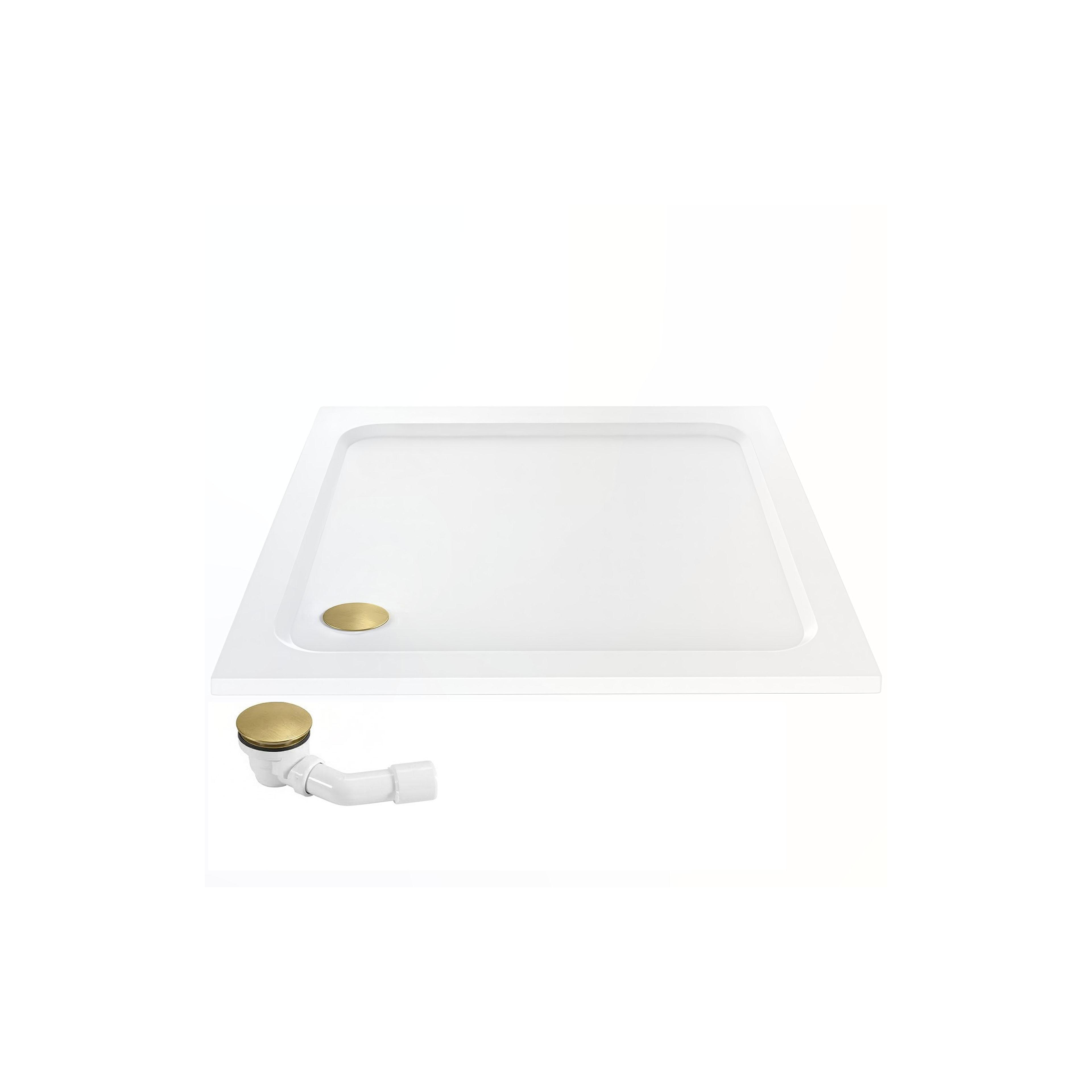 shower tray Rea Belmond White 80x80 Brush Gold
