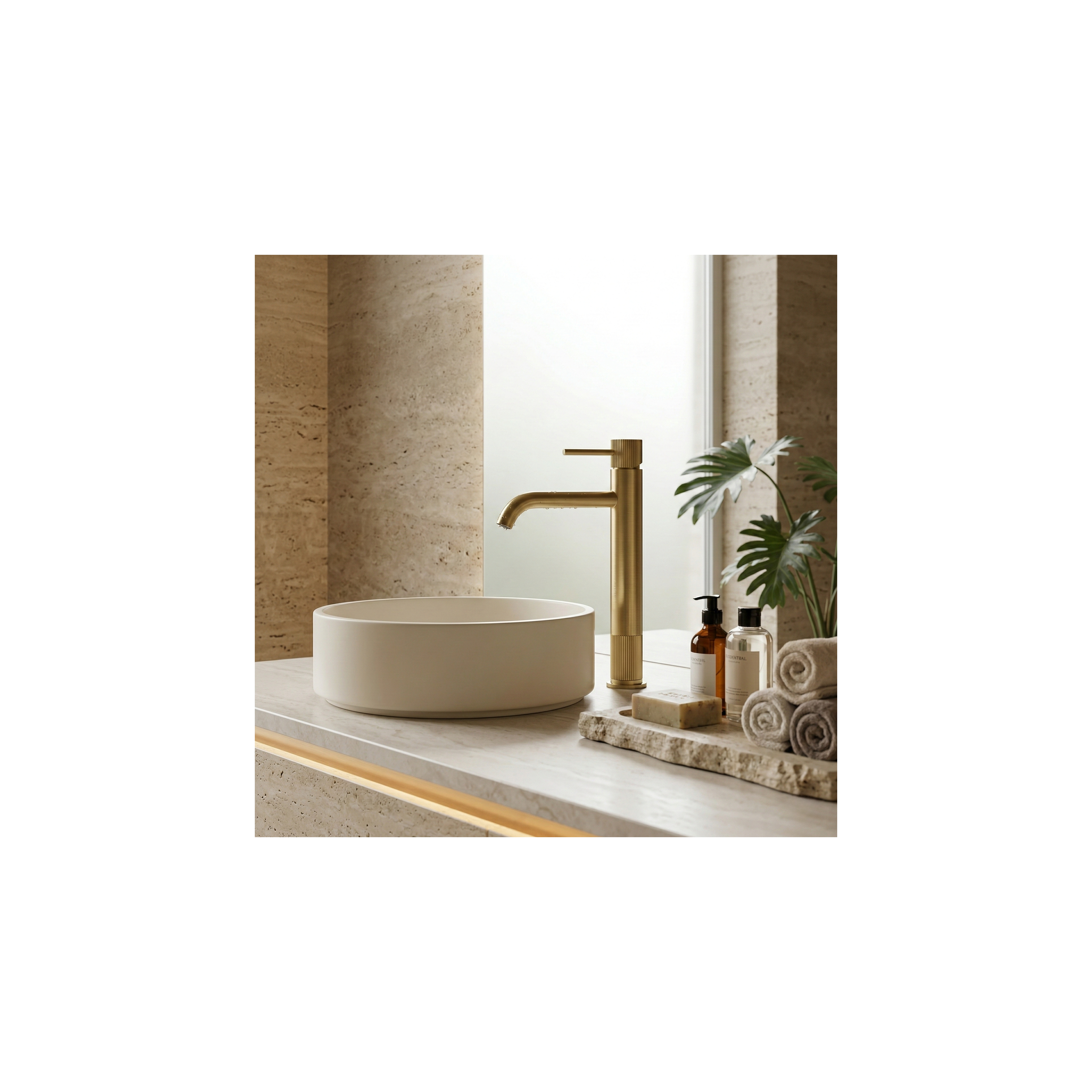 Baterie pentru baie Rea Lungo Stripe Brush Gold