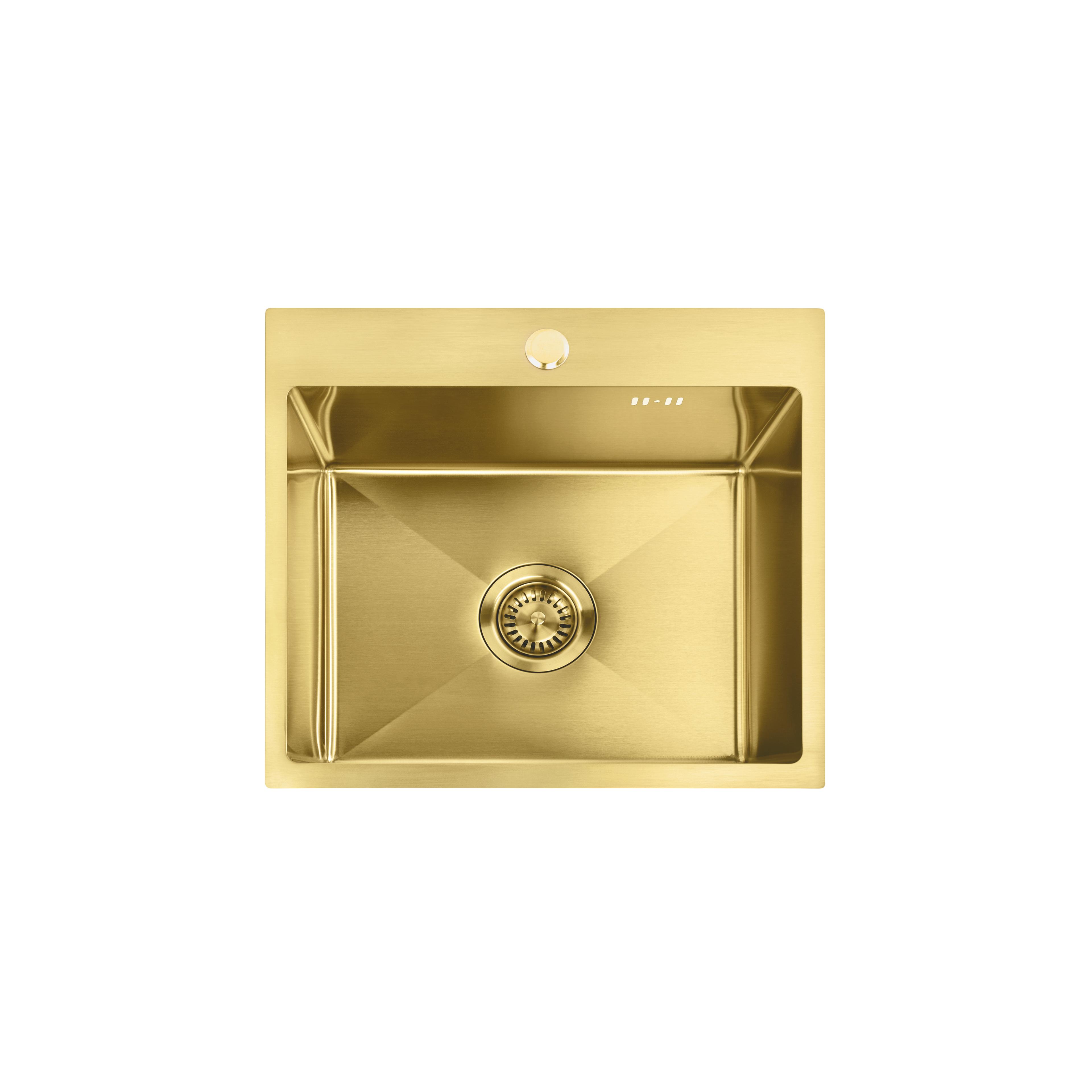 Стоманена мивка с комплект аксесоари 3 бр. REA Leo 50 Brush Gold