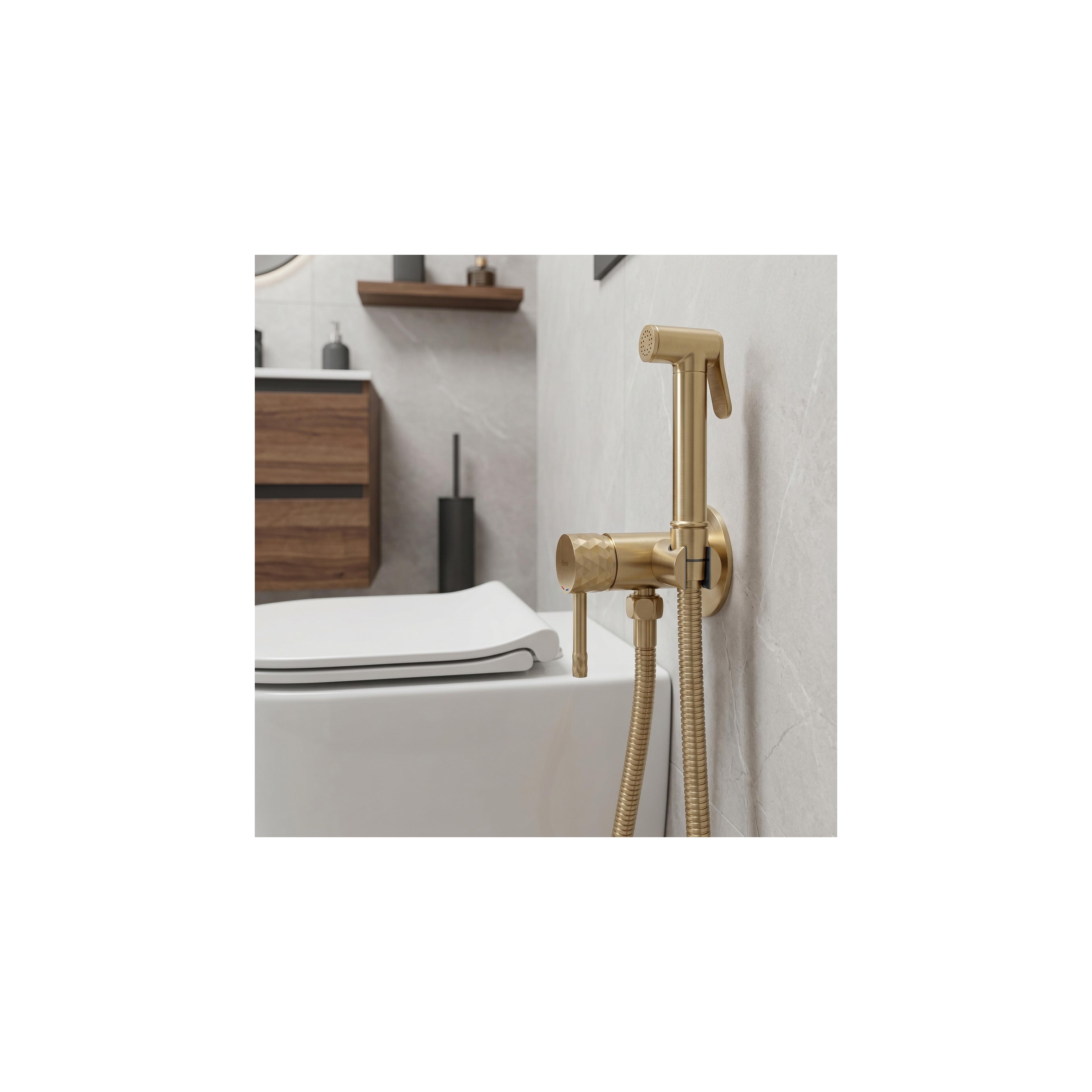 Bidet faucet Rea Lungo Loop Diamond Brush Gold
