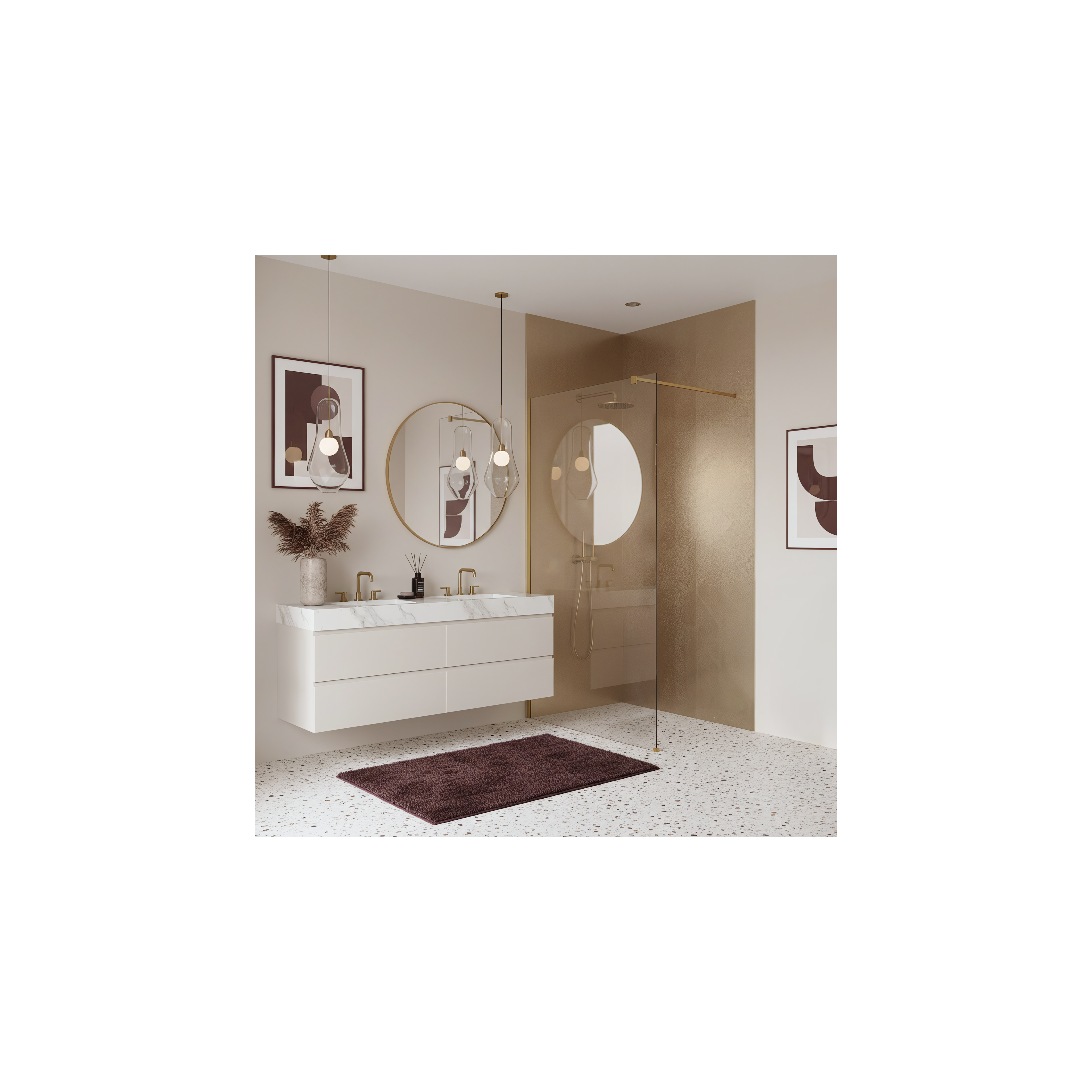Pared de la ducha Rea Flexi Transparent / Brush Gold 110